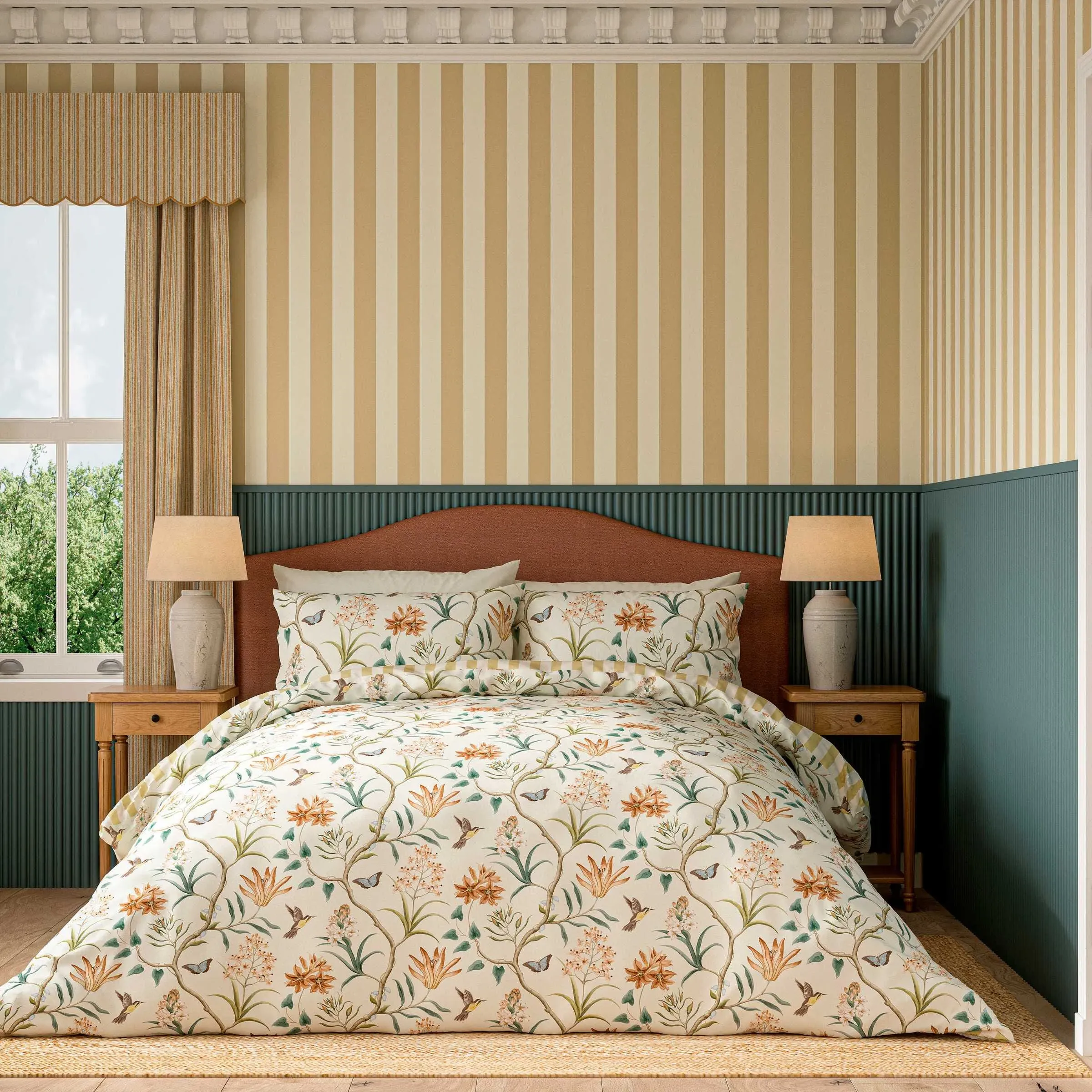 Clementine Double Duvet Cover Set - Ochre, Pure Cotton alternate view