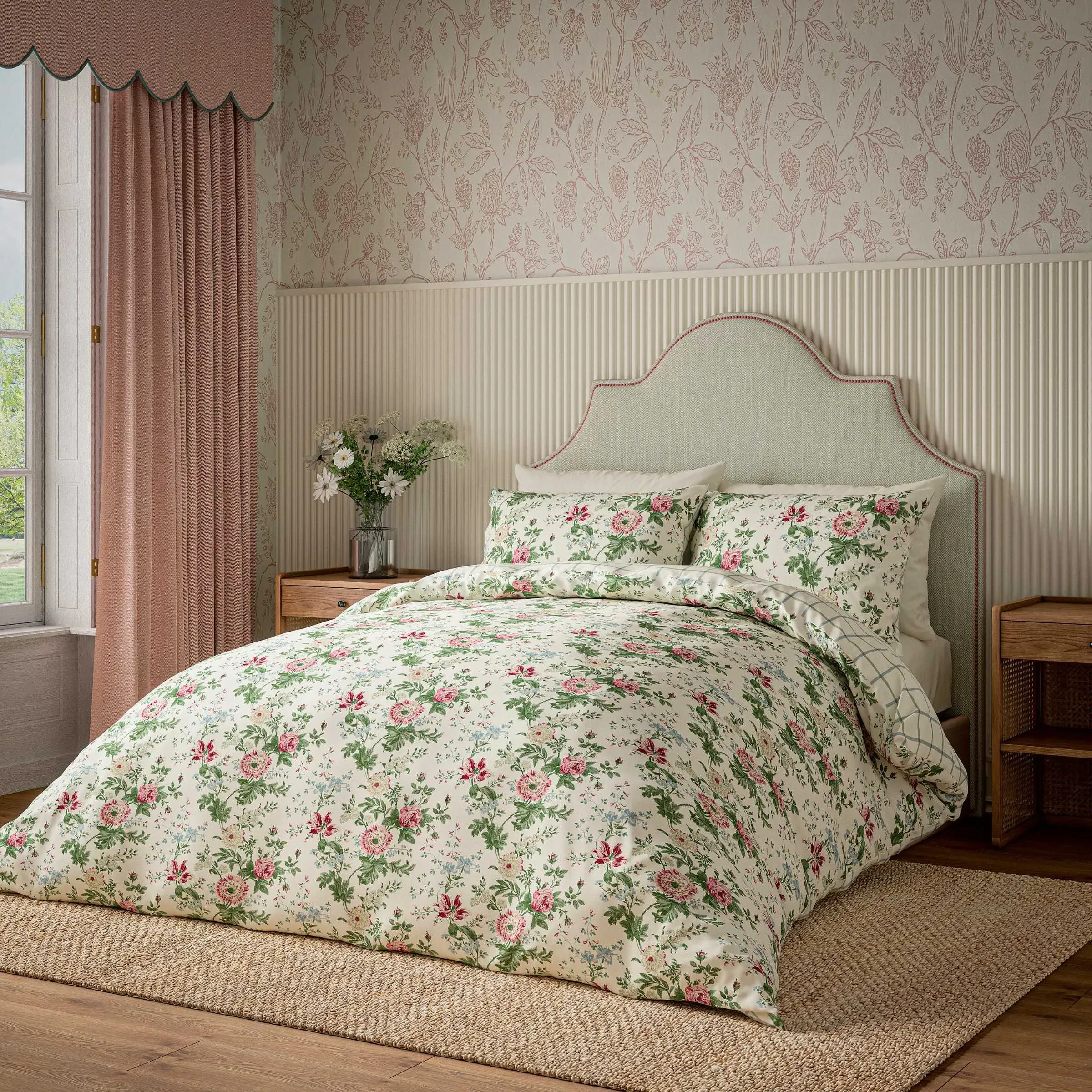 Elouise Double Duvet Cover Set - Parchment/Rose, Cotton alternate view