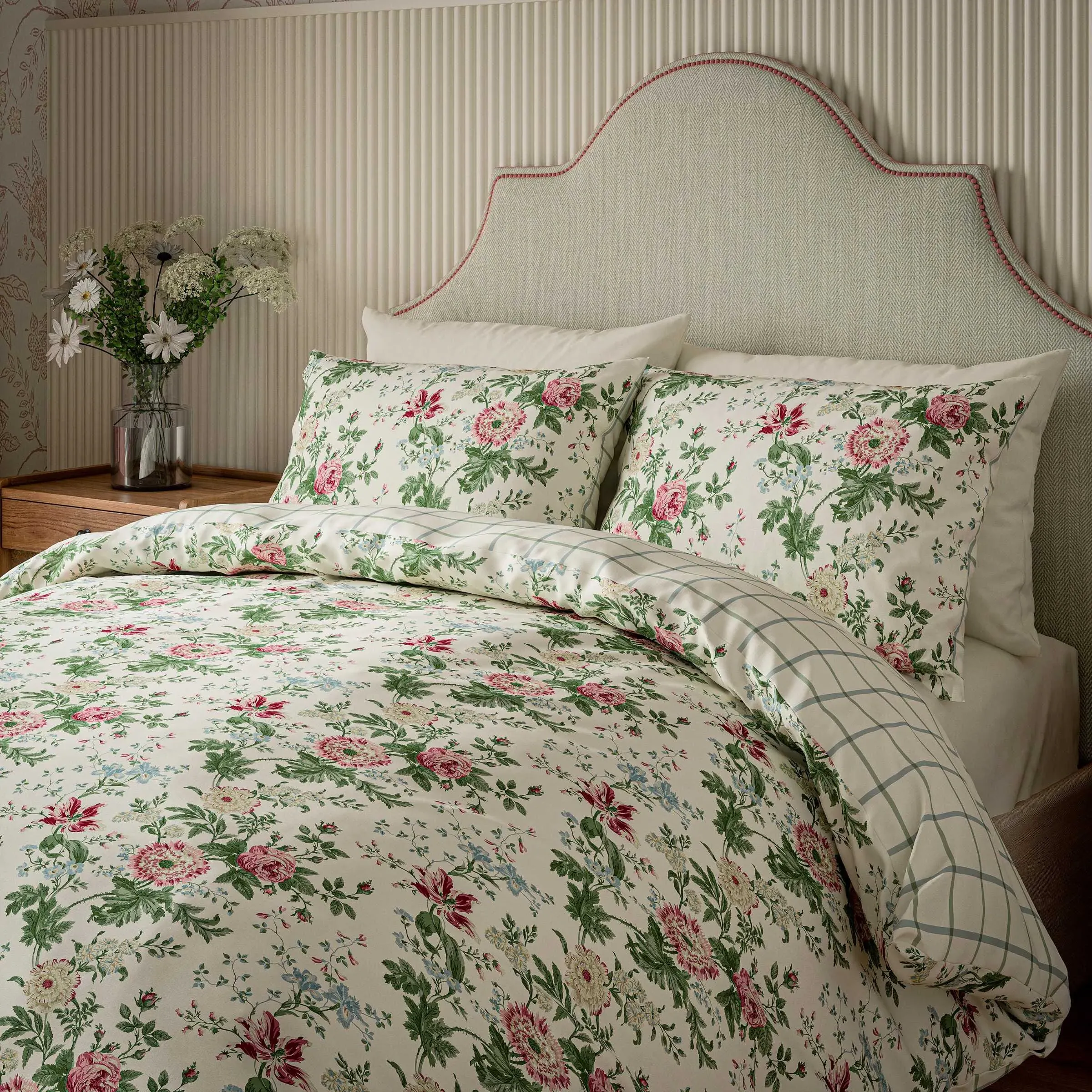 Elouise Double Duvet Cover Set - Parchment/Rose, Cotton product
