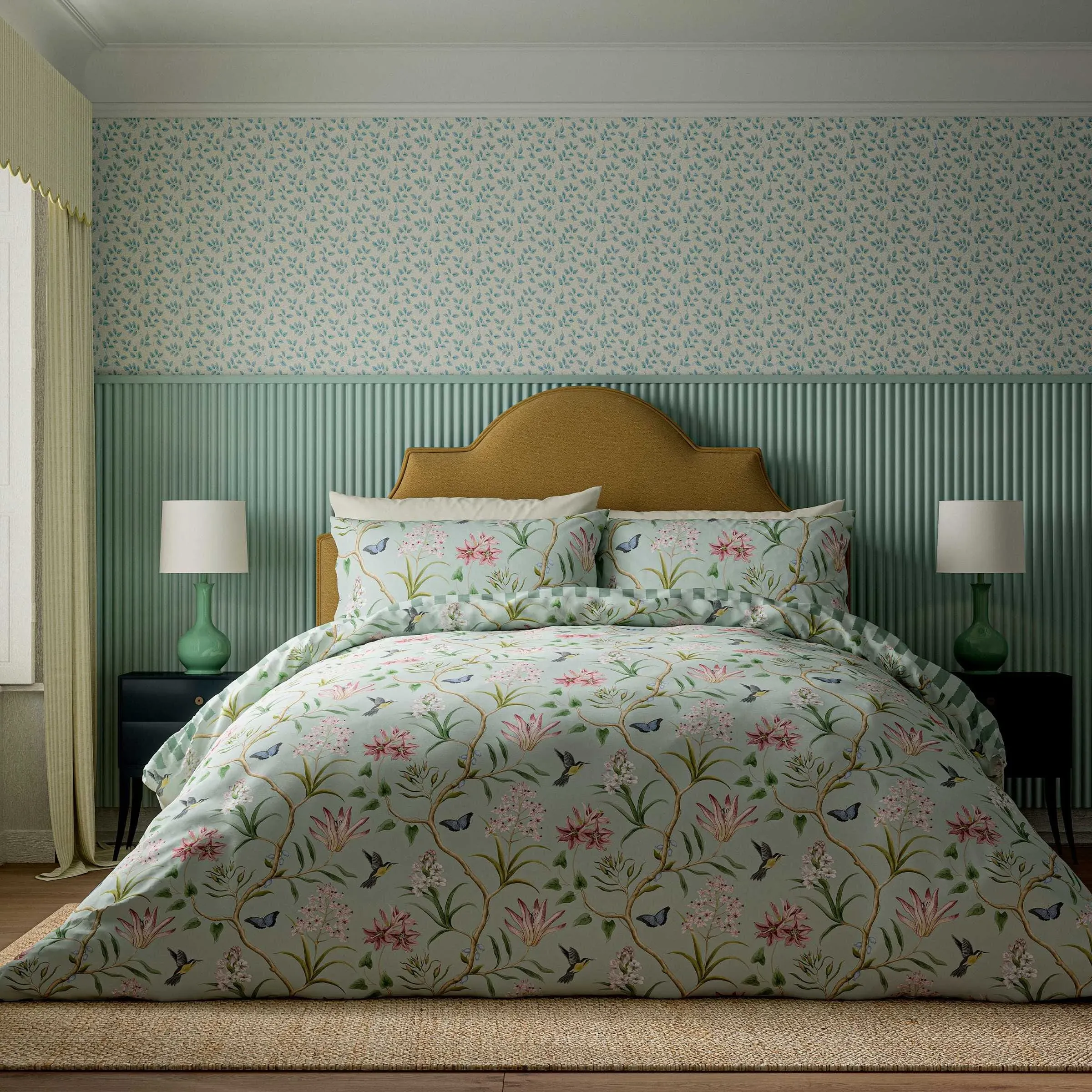 Sanderson Clementine Single Duvet Cover Set - Raspberry/Sea Breeze, Cotton alternate view
