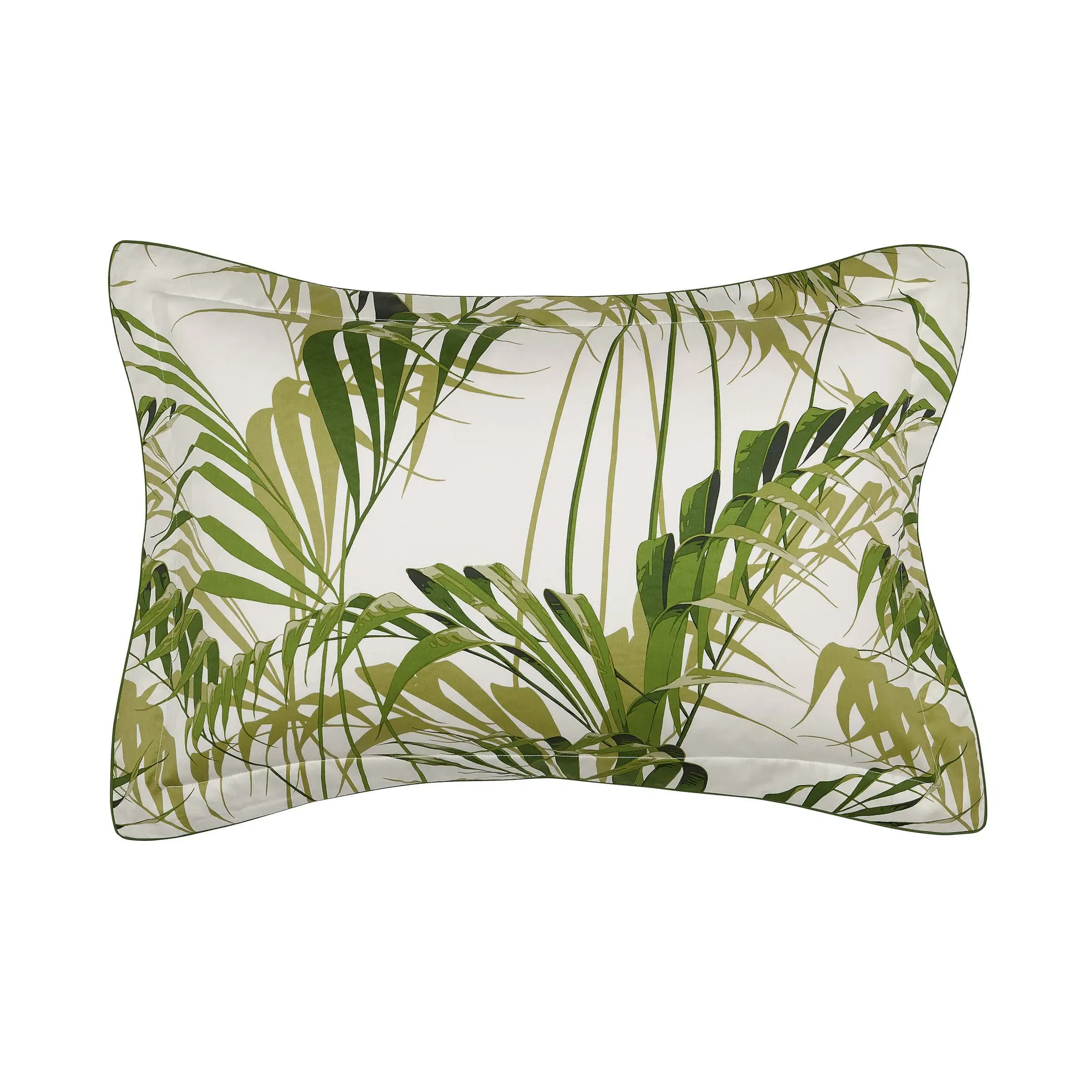 Oxford Pillowcase with Palm Print - Green, Cotton image