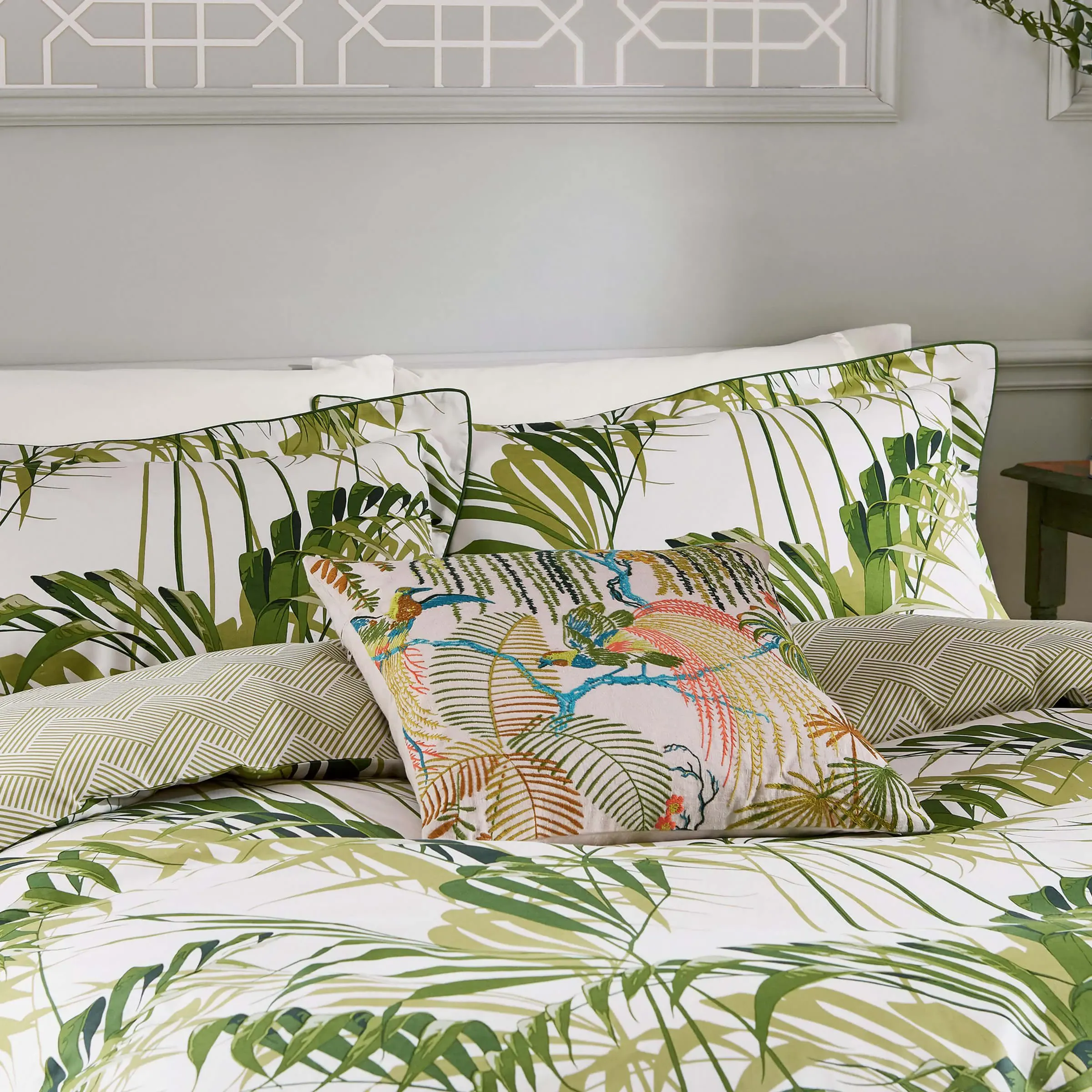 Palm House Single Duvet Cover Set - Botanical Green, Cotton Sateen product