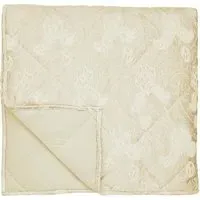 Quilted Throw with Floral Pattern - Ivory