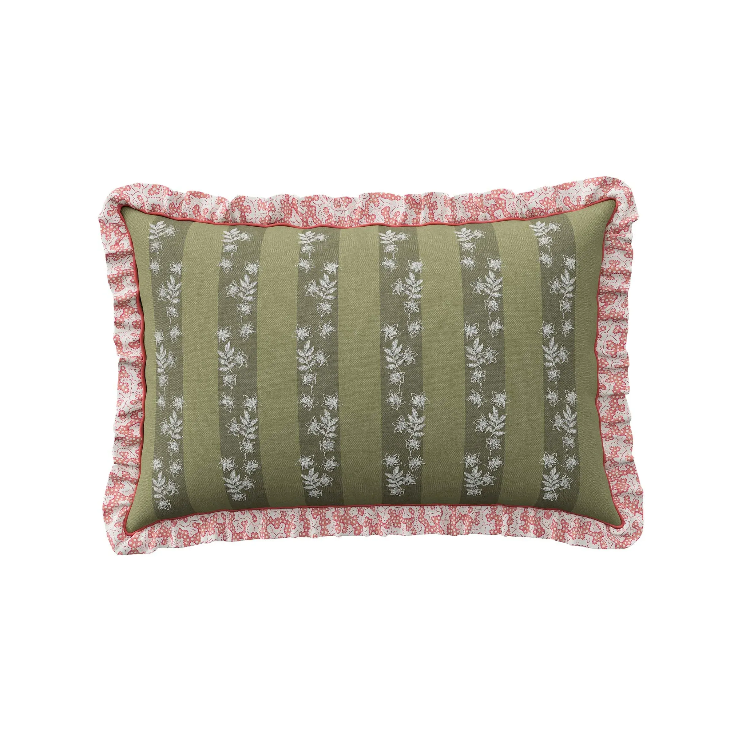 Rectangular Cushion with Ruffle Edge - Coral image