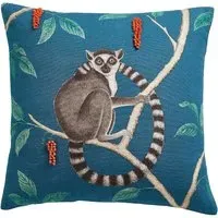 Square Cushion with Botanical Print - Indigo, Cotton