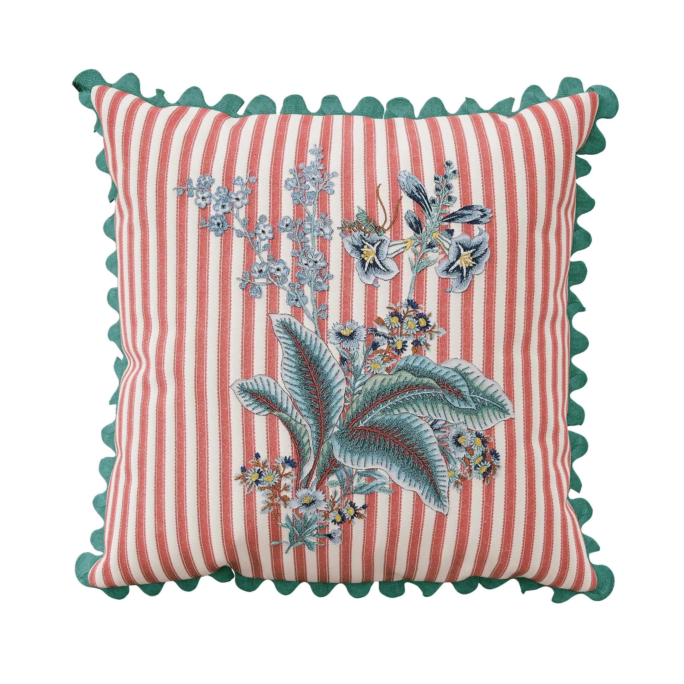 Square Cushion with Embroidery - Raspberry, Cotton image