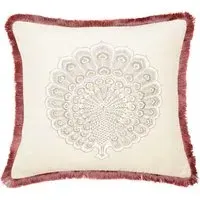 Square Cushion with Piped Edge - Stone, Cotton