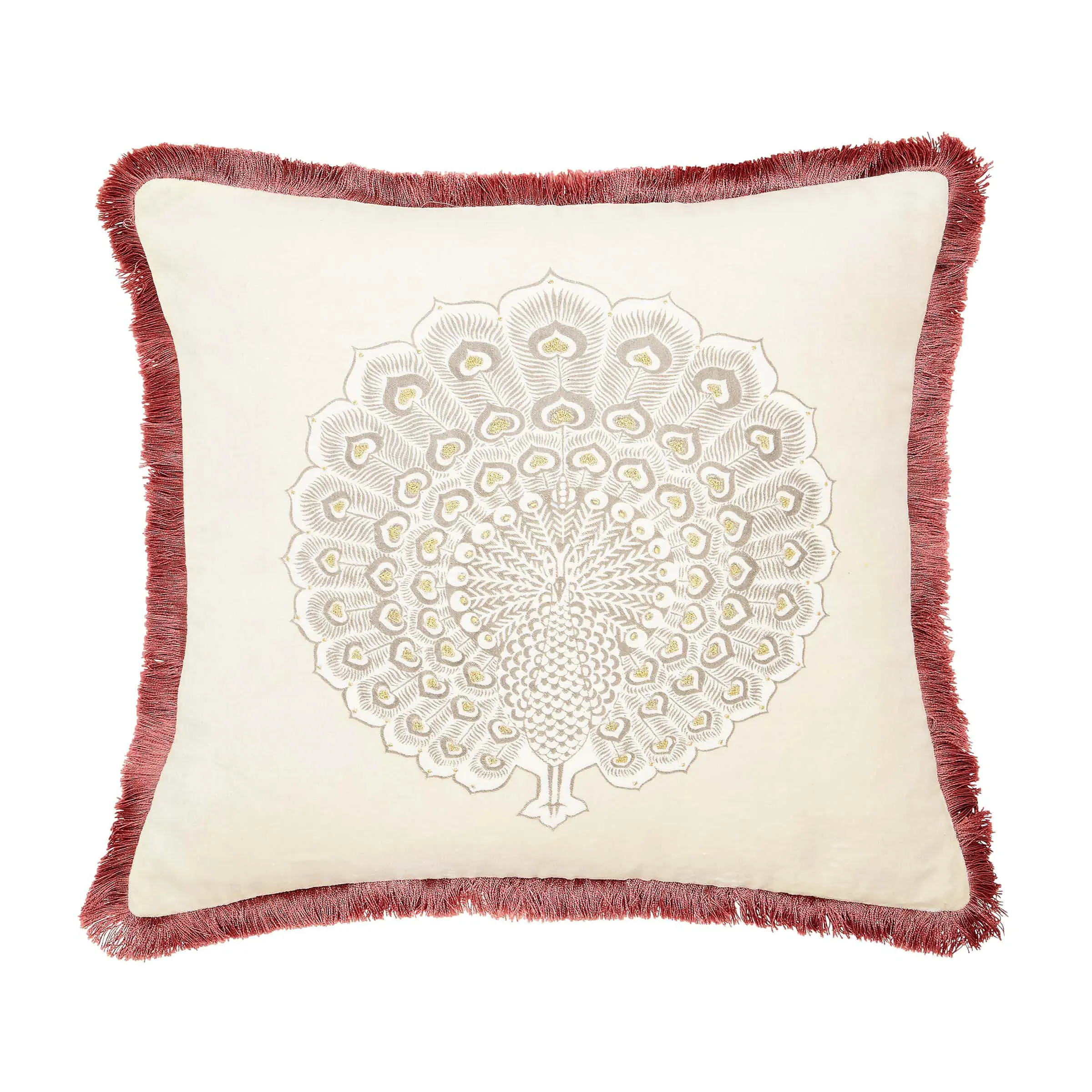 Square Cushion with Piped Edge - Stone, Cotton image