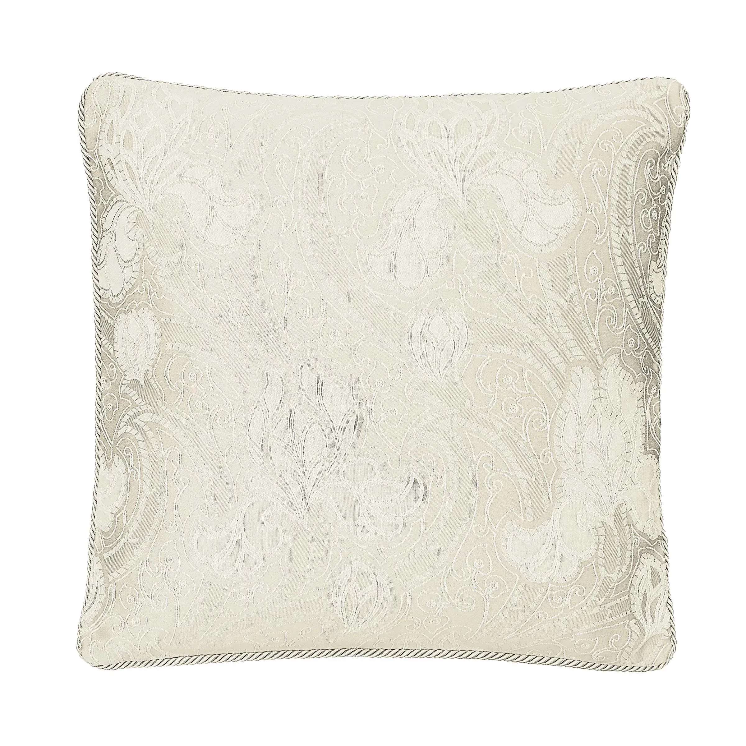 Square Cushion with Rope Trim - Ivory