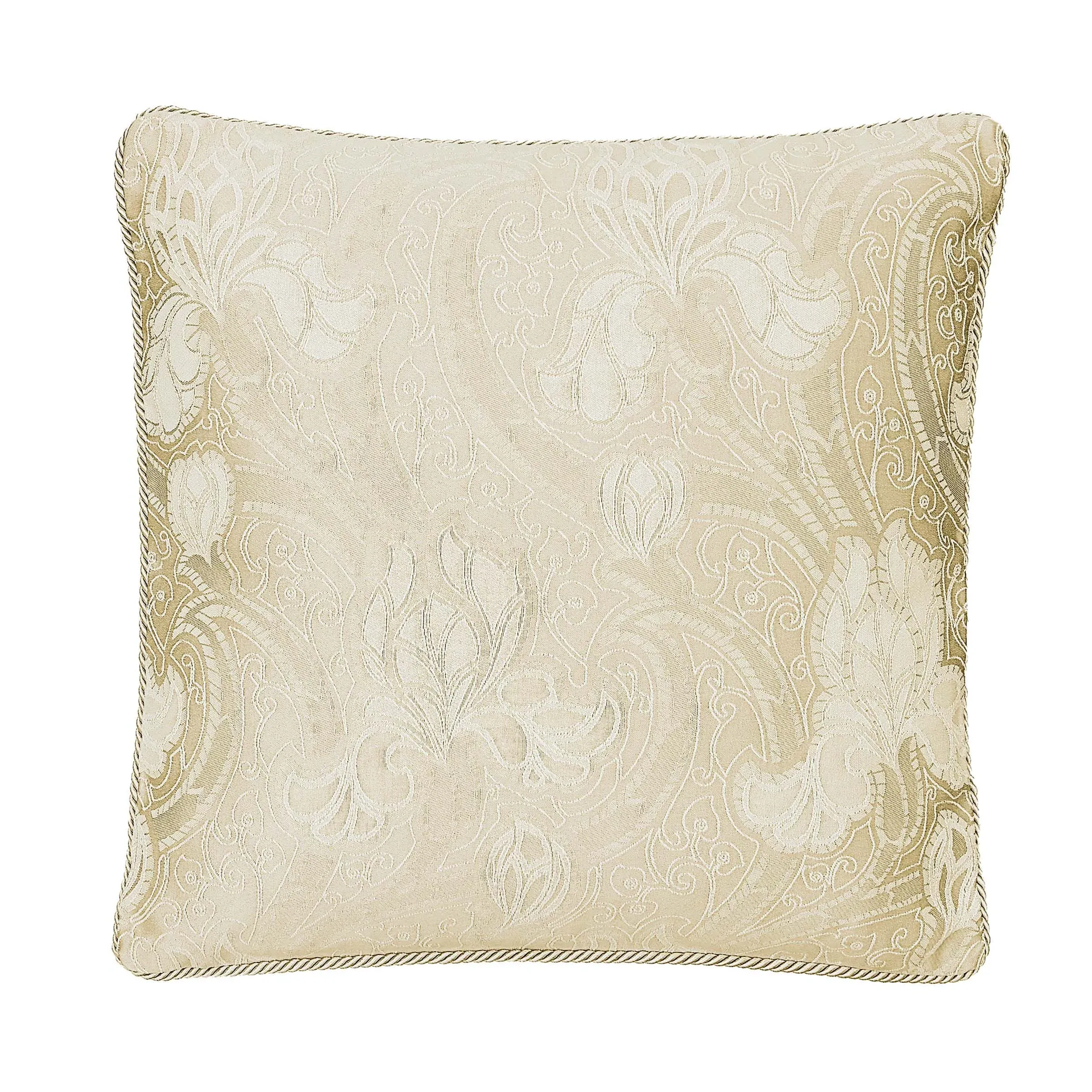 Square Cushion with Rope Trim - Soft Gold