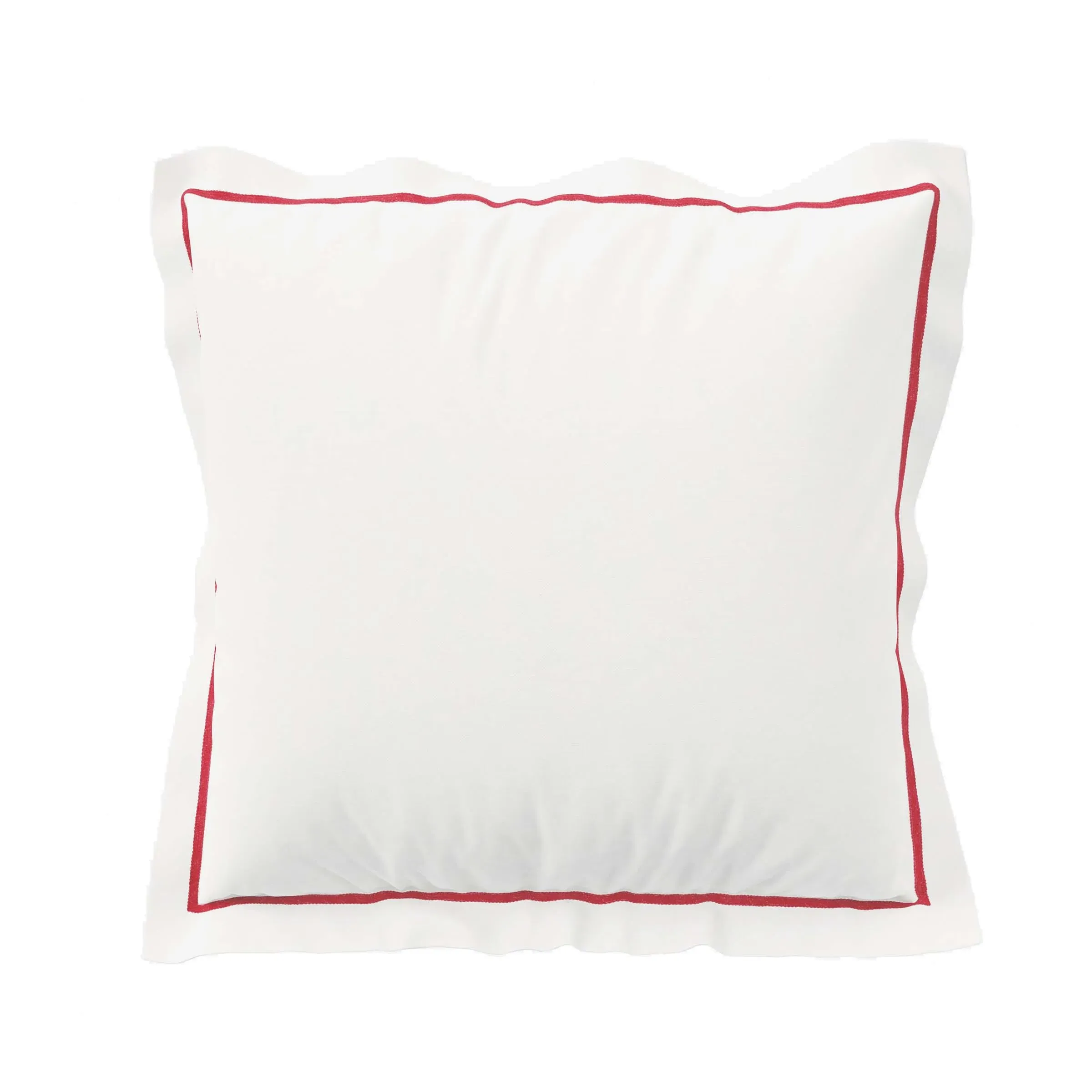 Square Pillowcases with Embroidery - Raspberry, Cotton