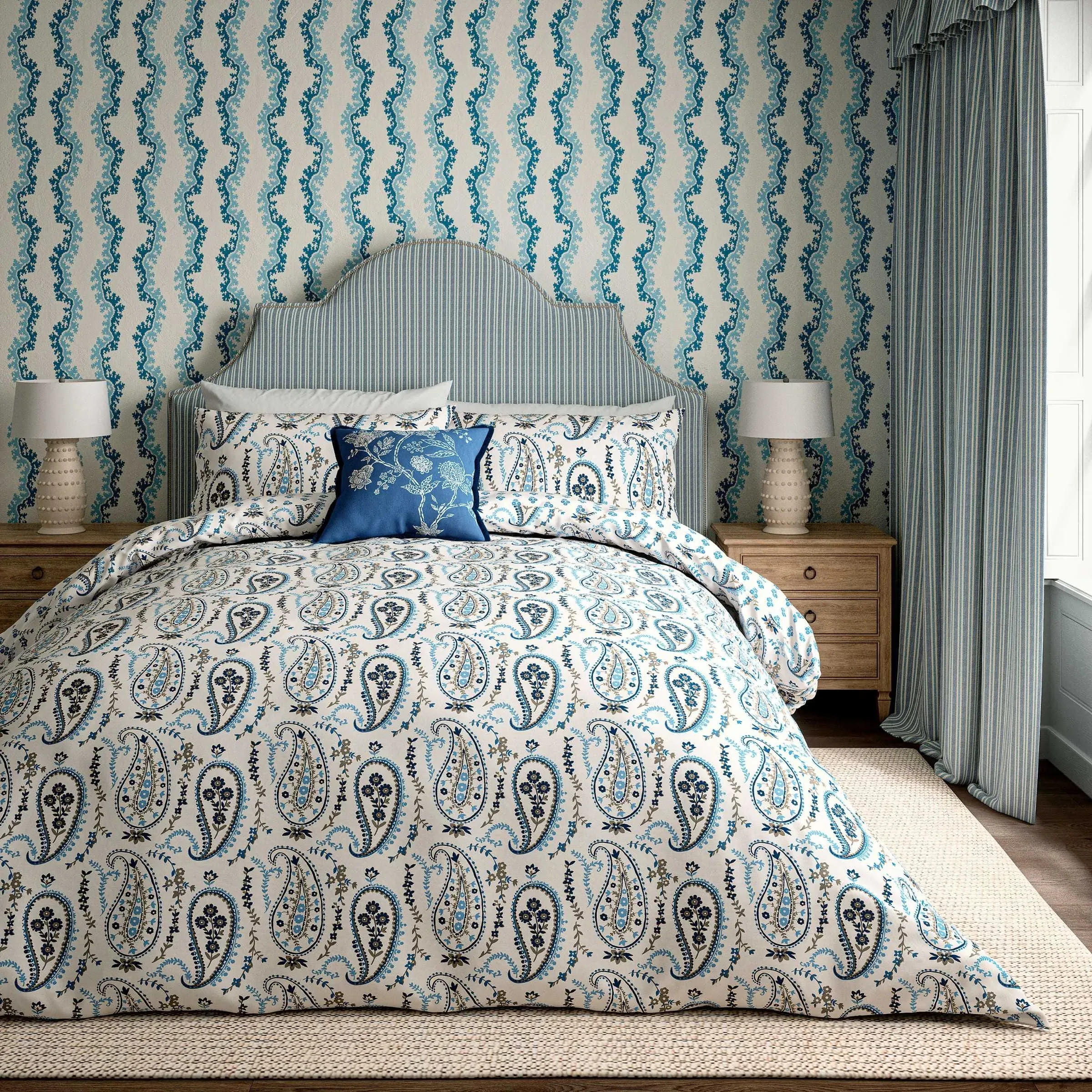 Super King Duvet Cover Set - Blue, Cotton