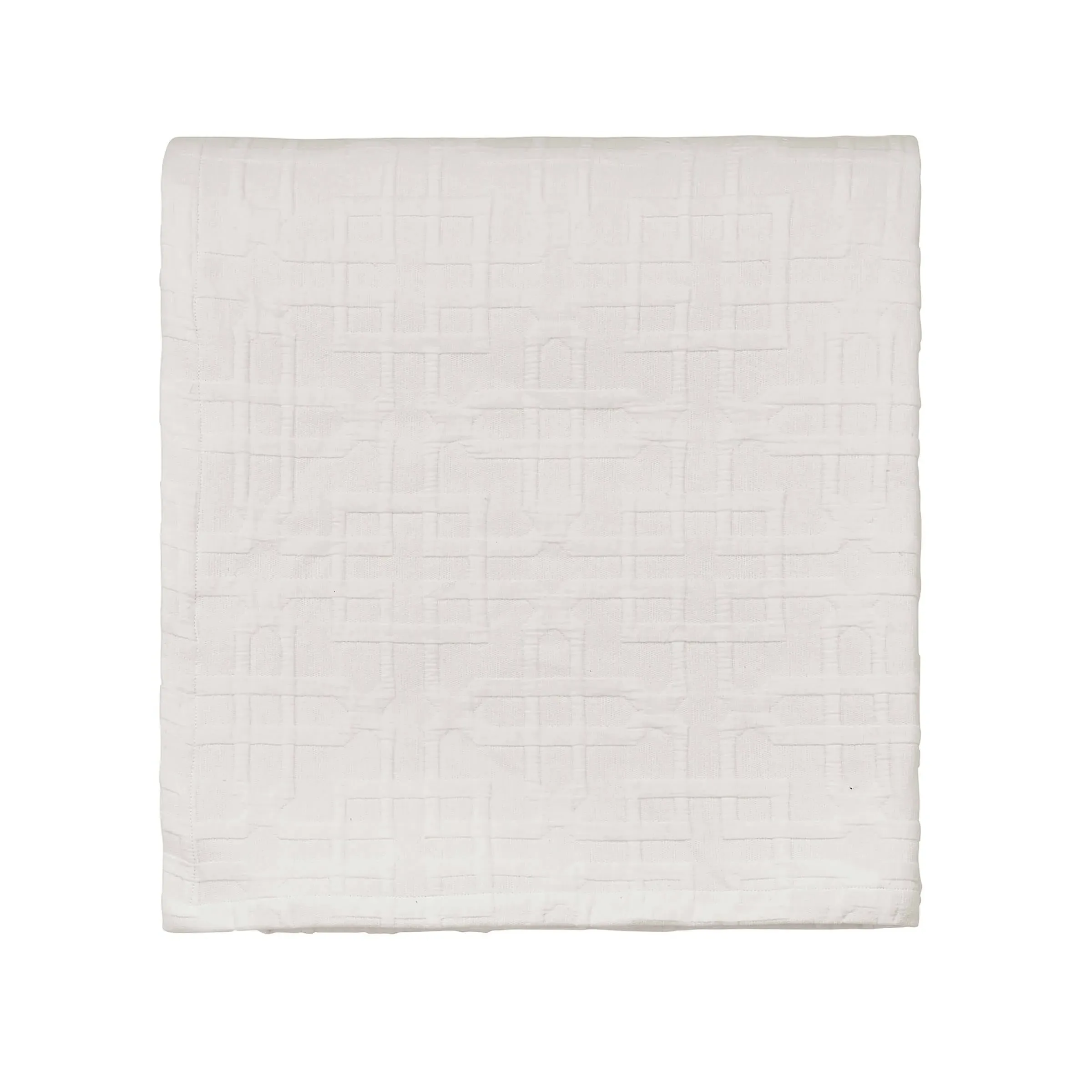 Throw Blanket Trellis Design - White, Cotton