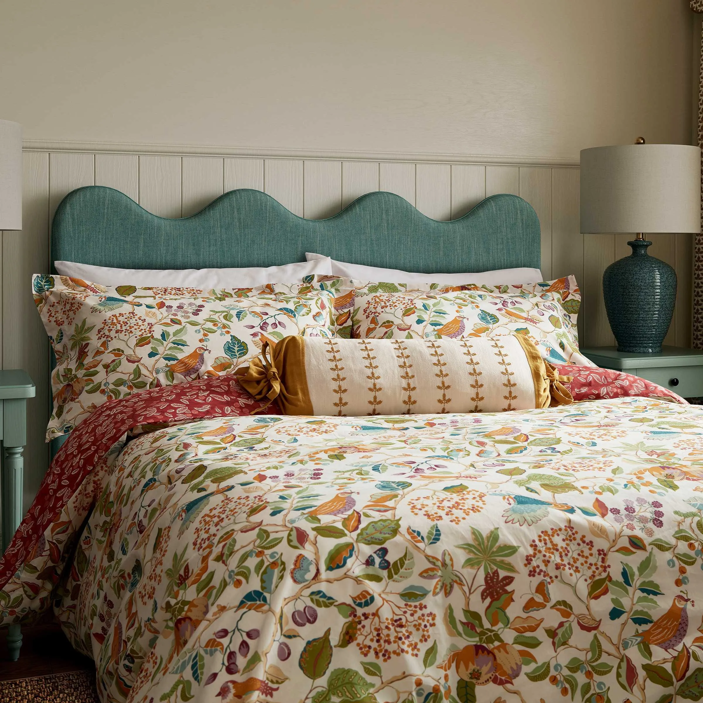 Birds & Berries Single Duvet Cover Set - Rowan Berry product