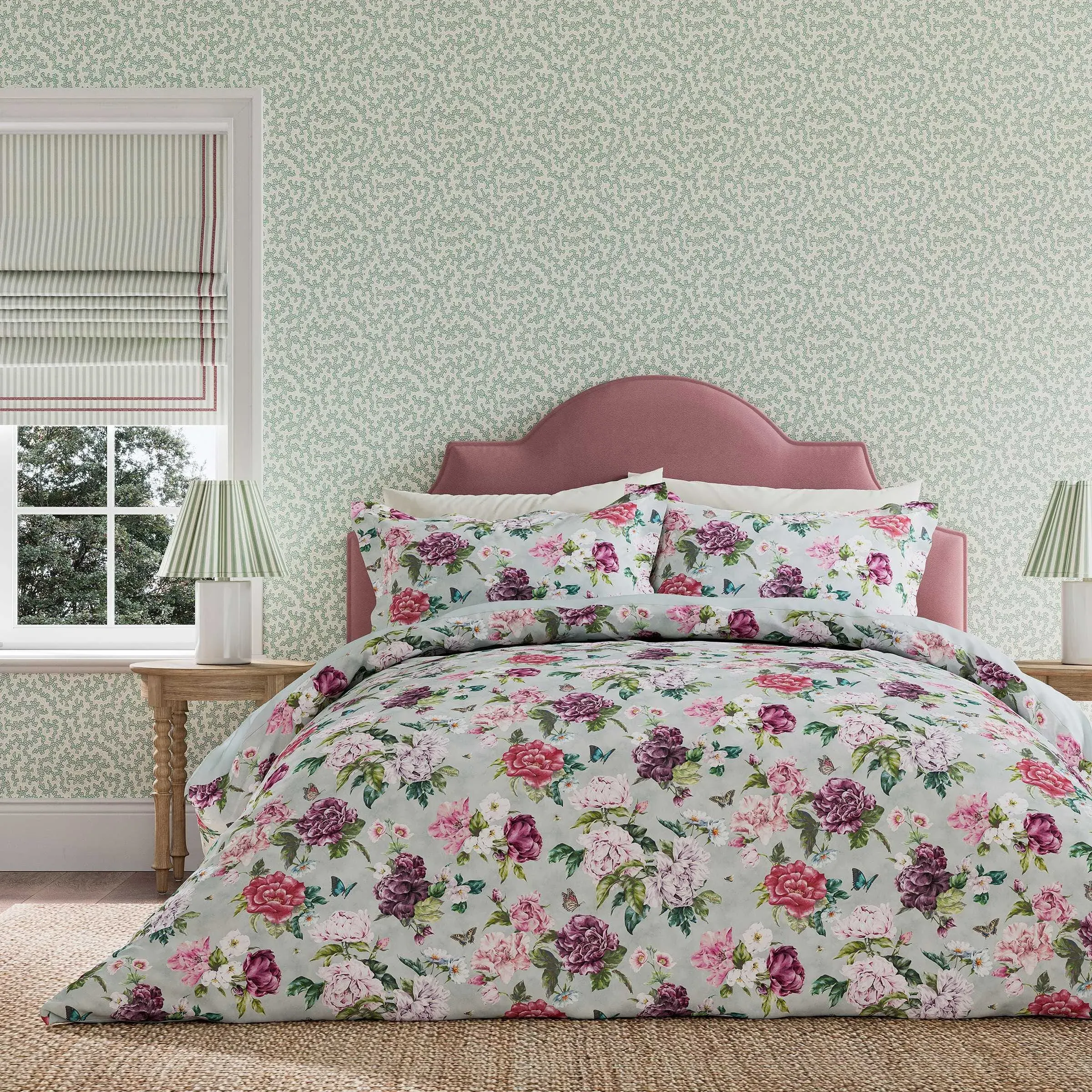 King Size Duvet Cover Set - Rose, Cotton Percale