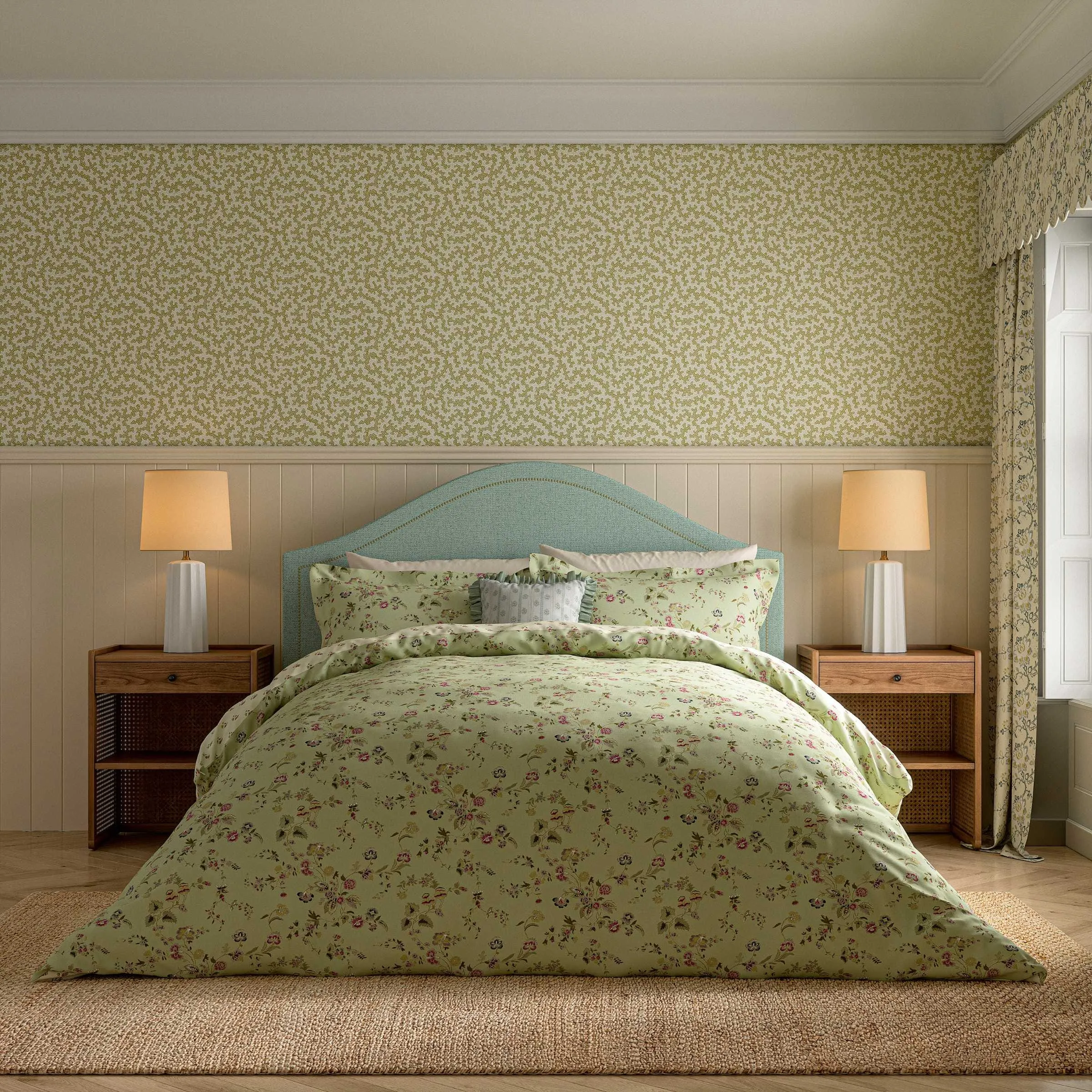 Nectar Fields Single Duvet Cover Set - Sage & Blossom, Cotton alternate view
