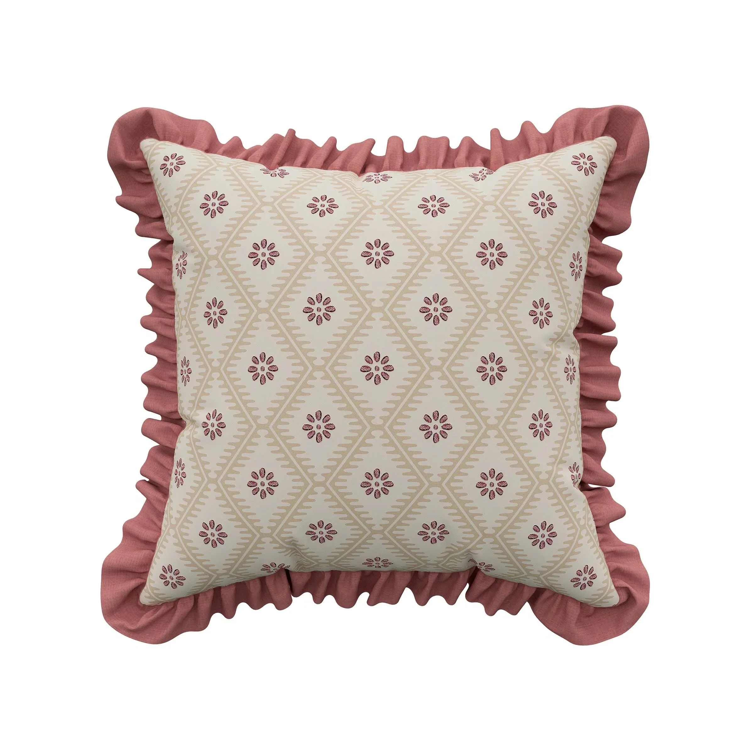 Square Cushion with Ruffle Edge - Blush, Cotton image