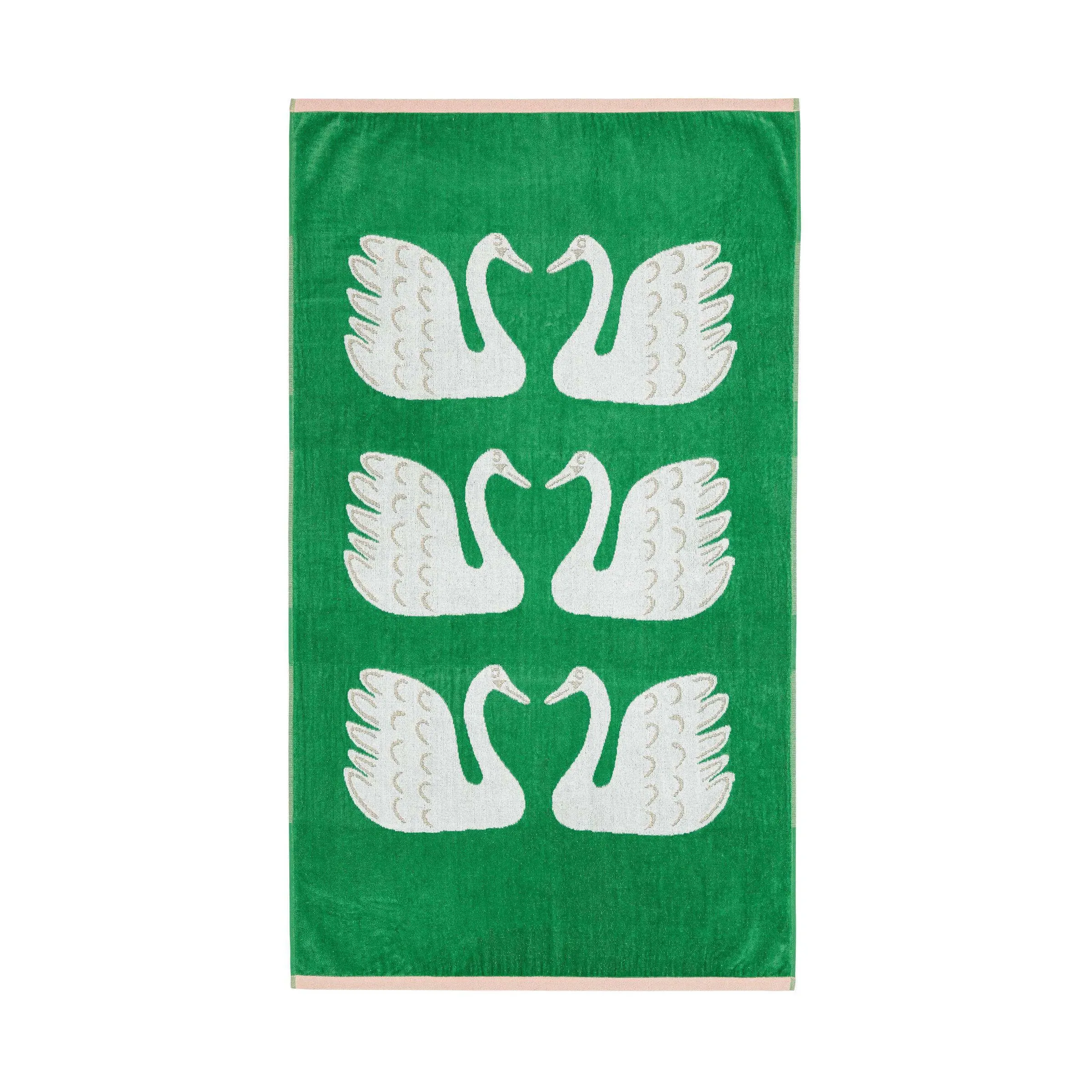 Bath Sheet with Swan Pattern - Mint, Cotton