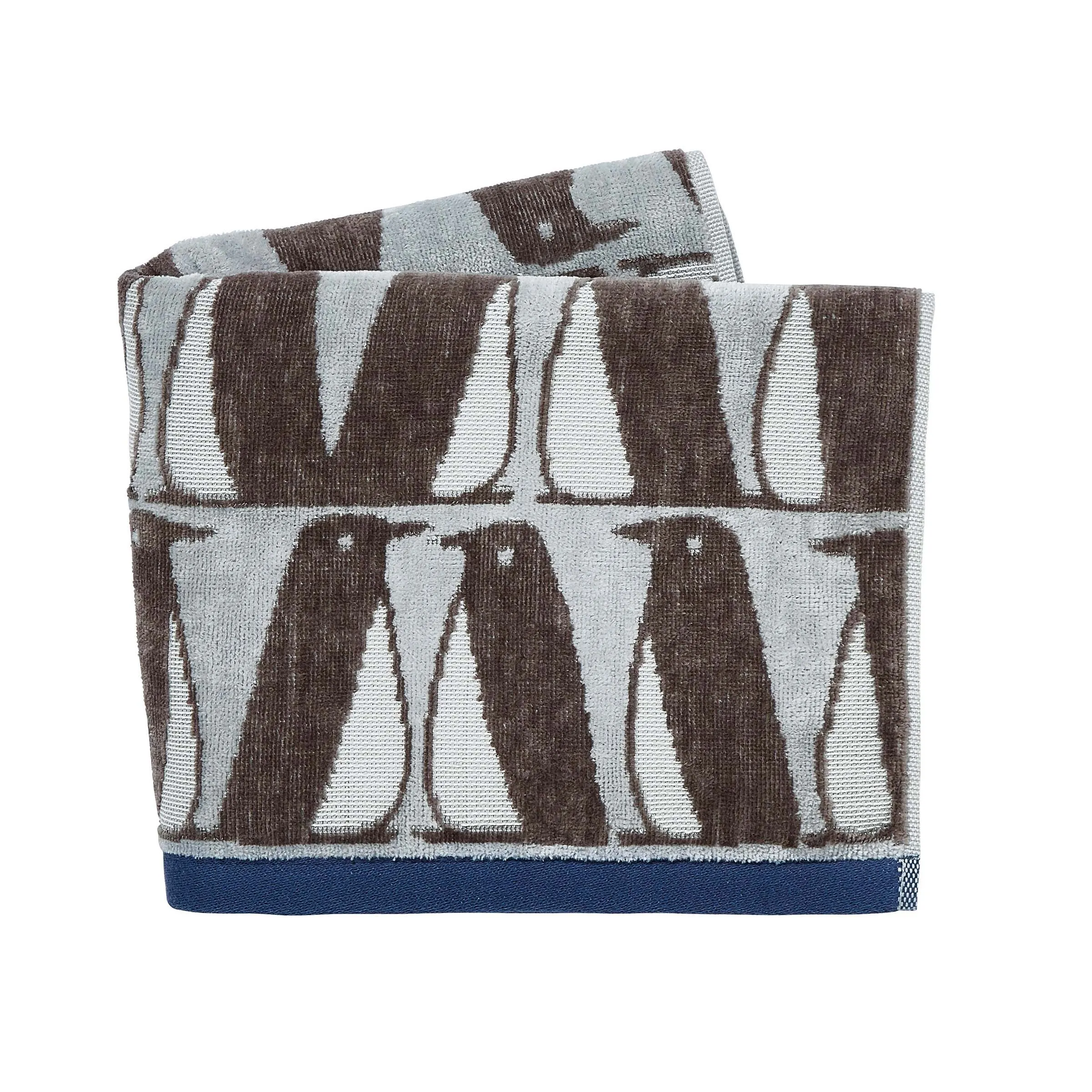 Bath Towel with Penguin Motifs - Ice Grey, Cotton