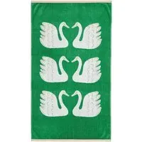 Bath Towel with Swan Pattern - Mint, Cotton