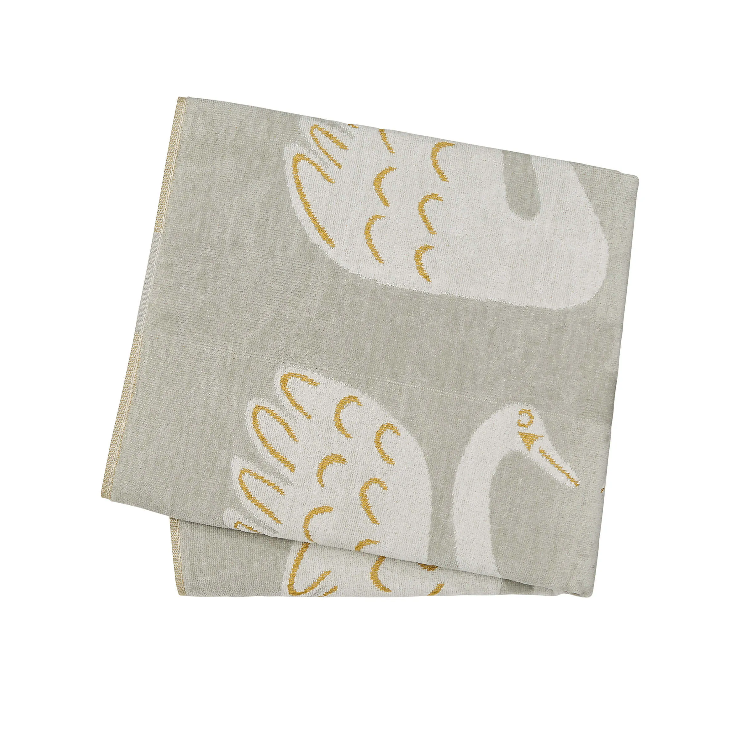 Bath Towel with Swan Pattern - Pebble, Cotton