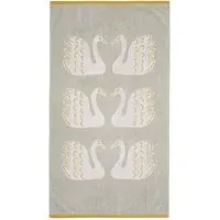 Bath Towel with Swan Pattern - Pebble, Cotton
