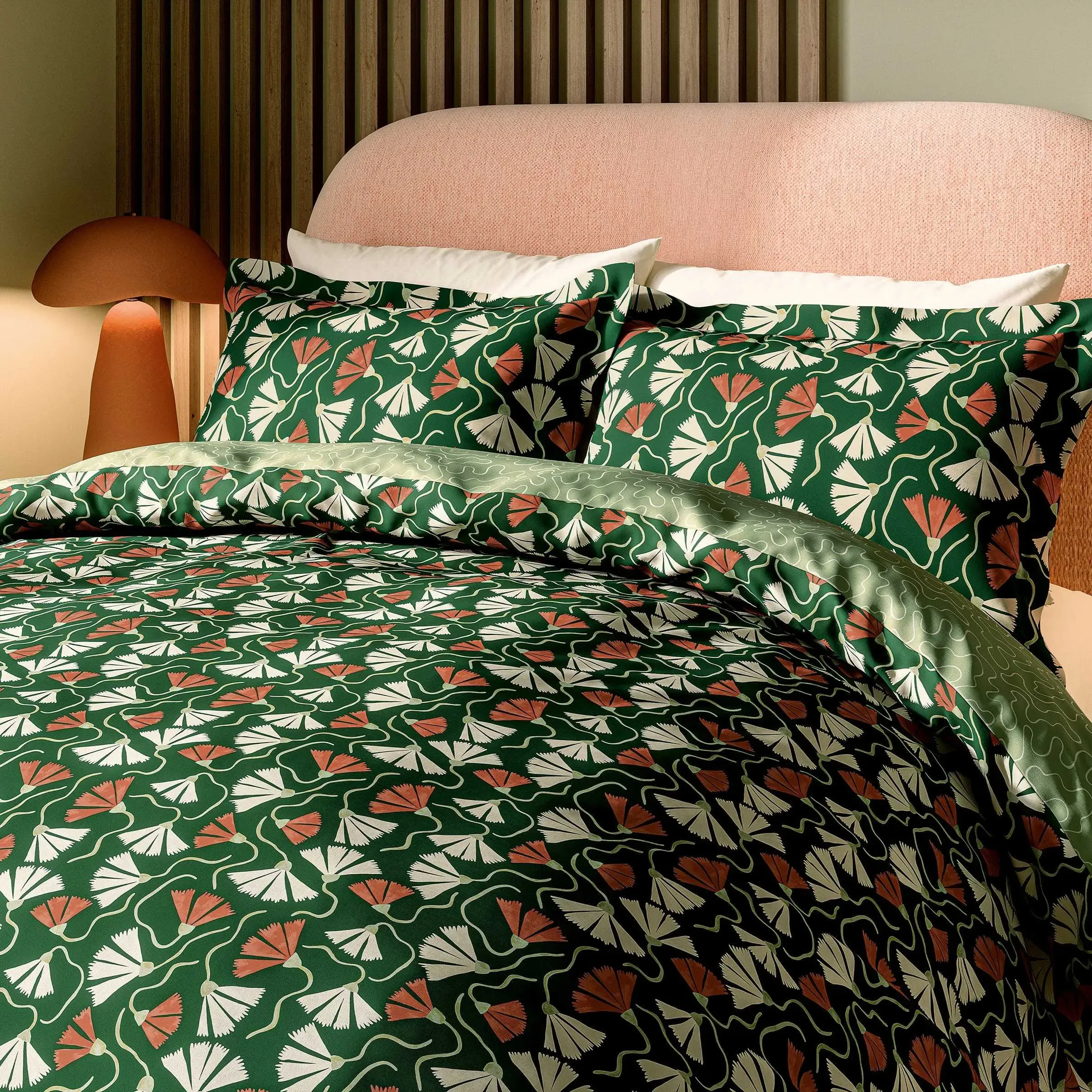 Double Duvet Cover Set - Green, Cotton