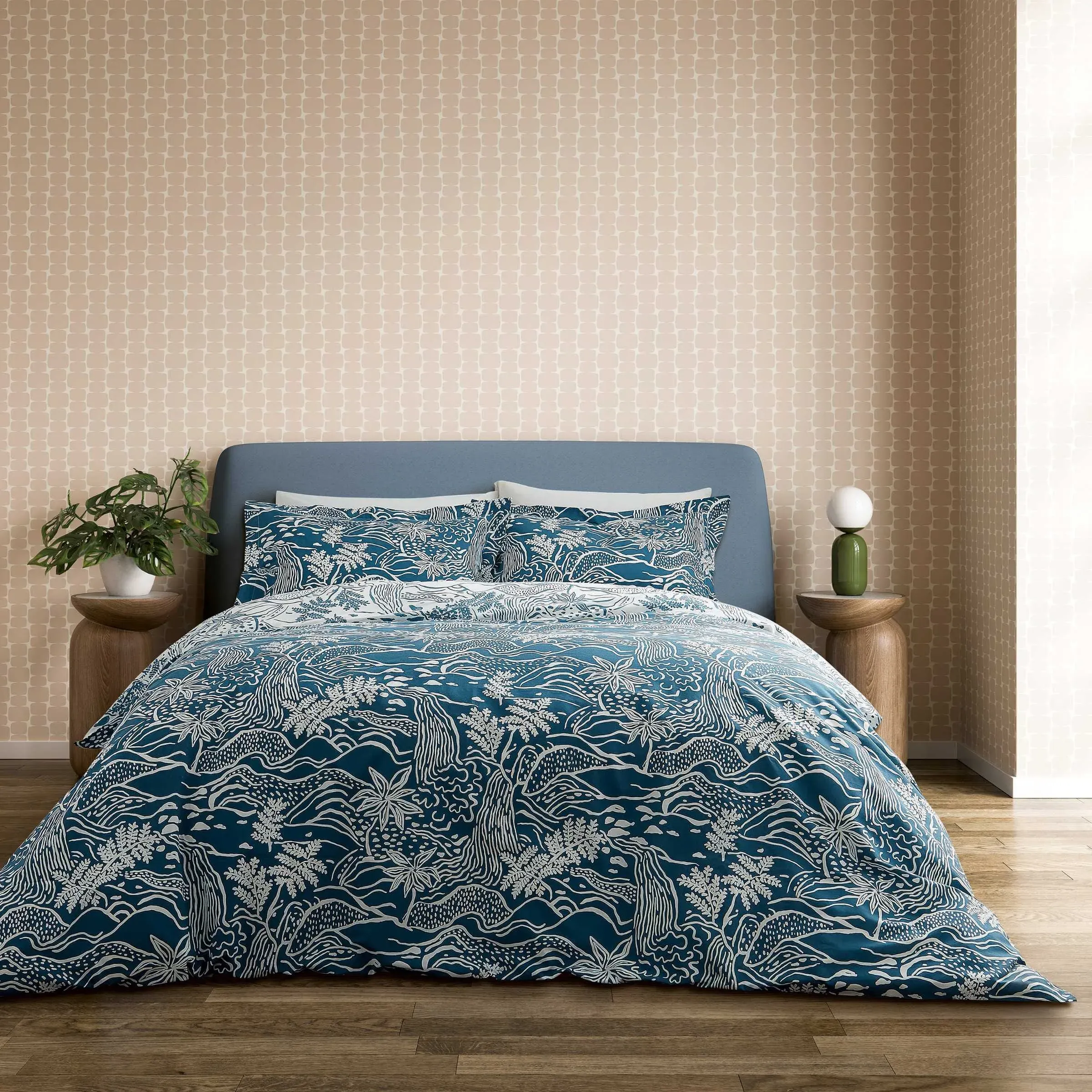 Falling Foss Single Duvet Cover Set - Denim, Cotton alternate view