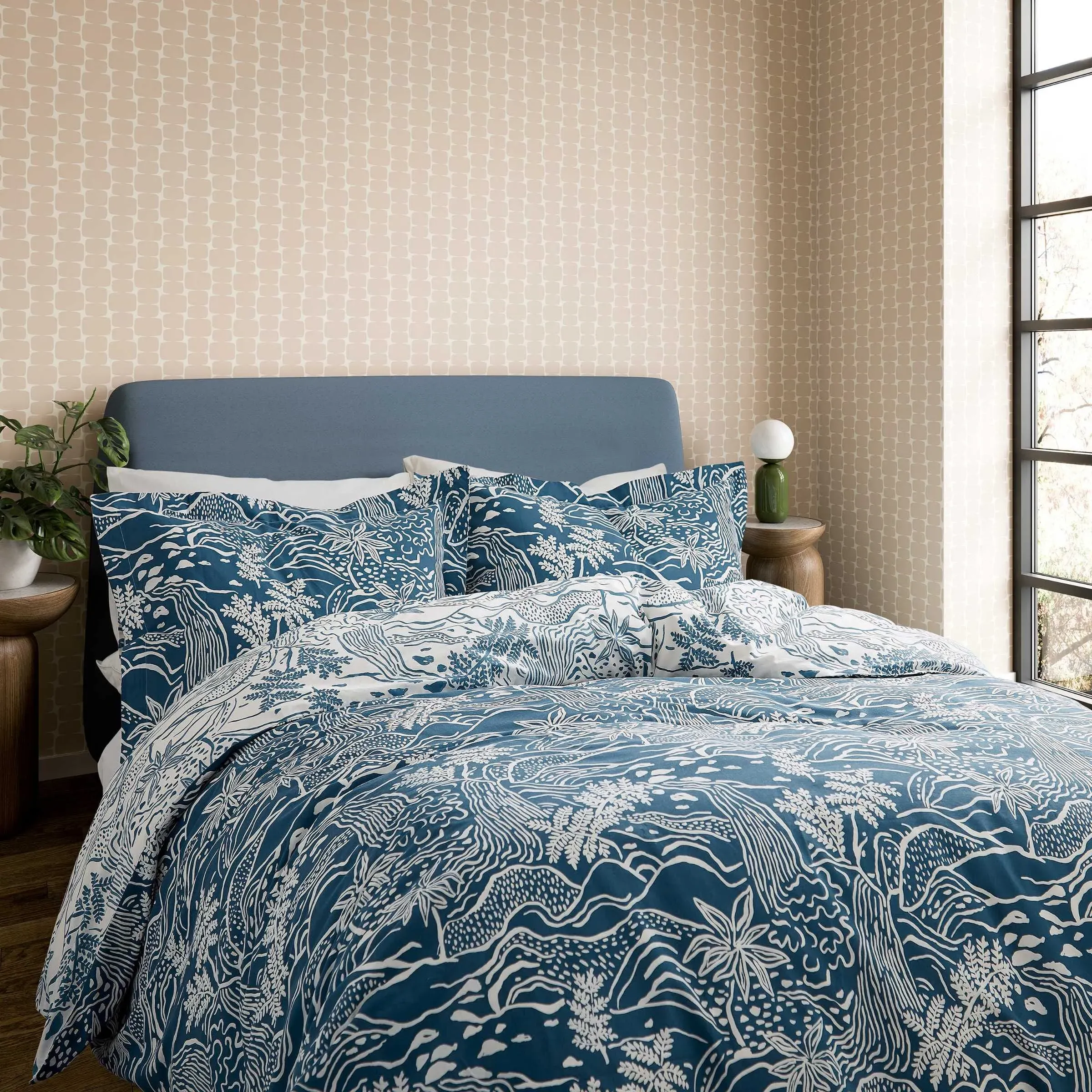 Falling Foss Single Duvet Cover Set - Denim, Cotton product