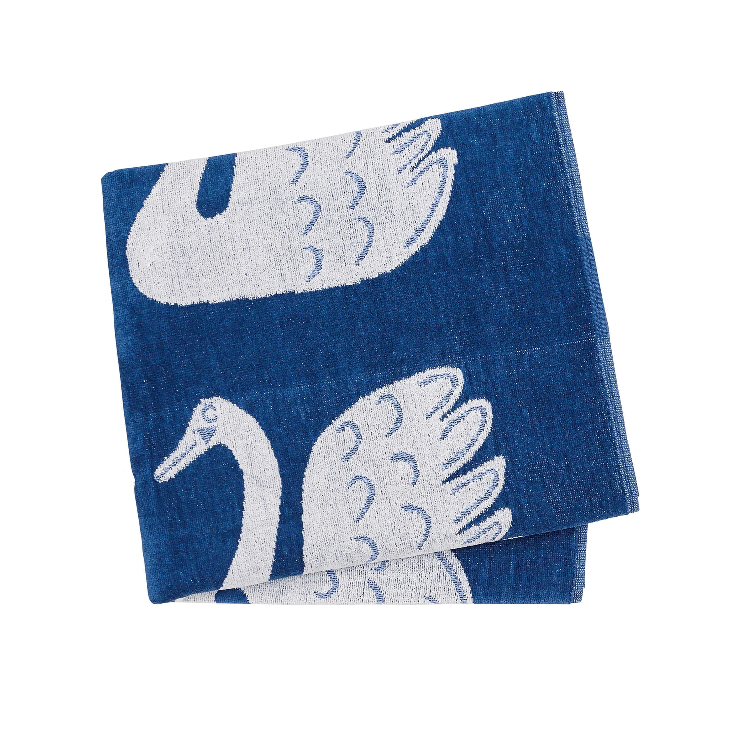 Guest Towel with Swan Pattern - Denim, Cotton