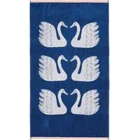 Guest Towel with Swan Pattern - Denim, Cotton