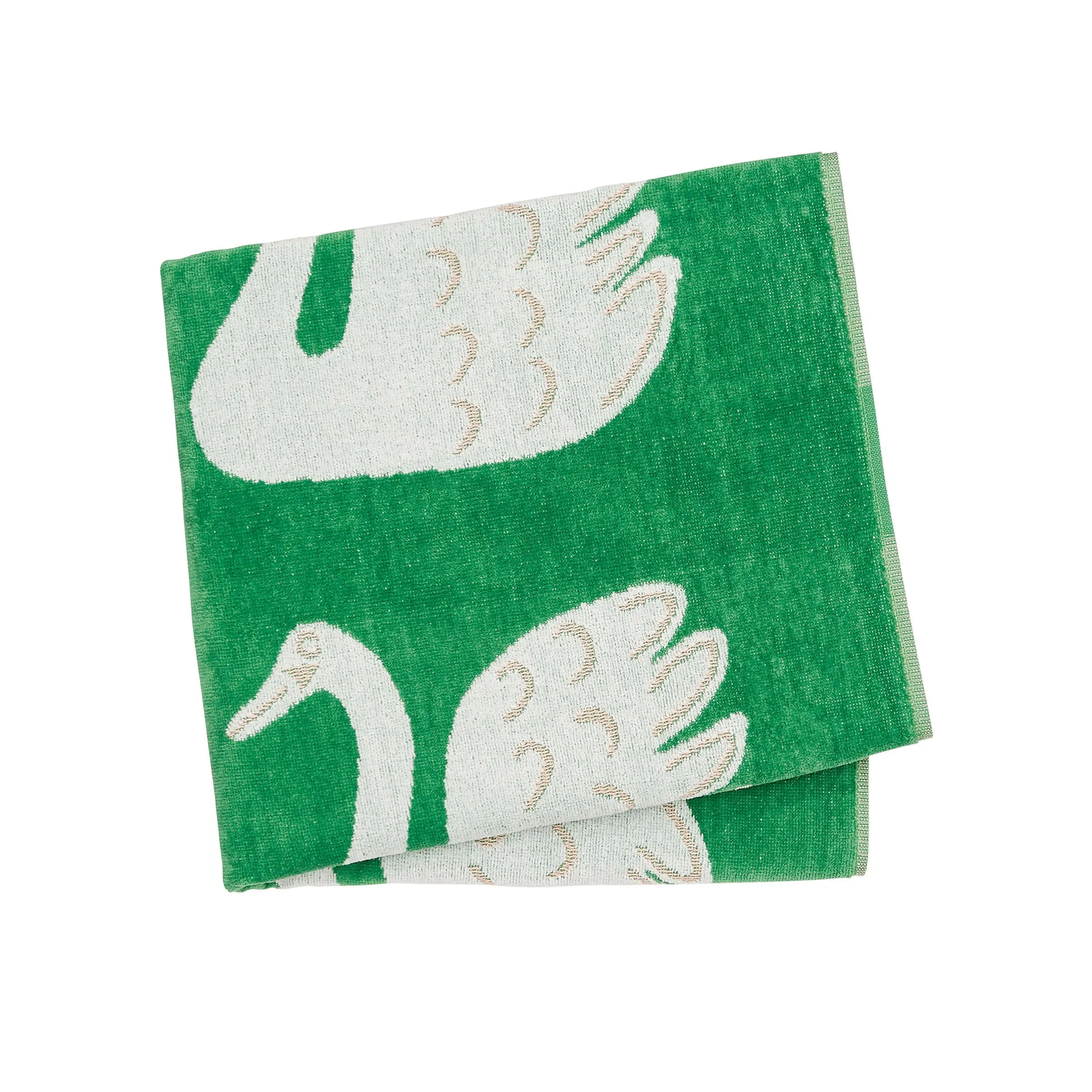 Guest Towel with Swan Pattern - Mint, Cotton