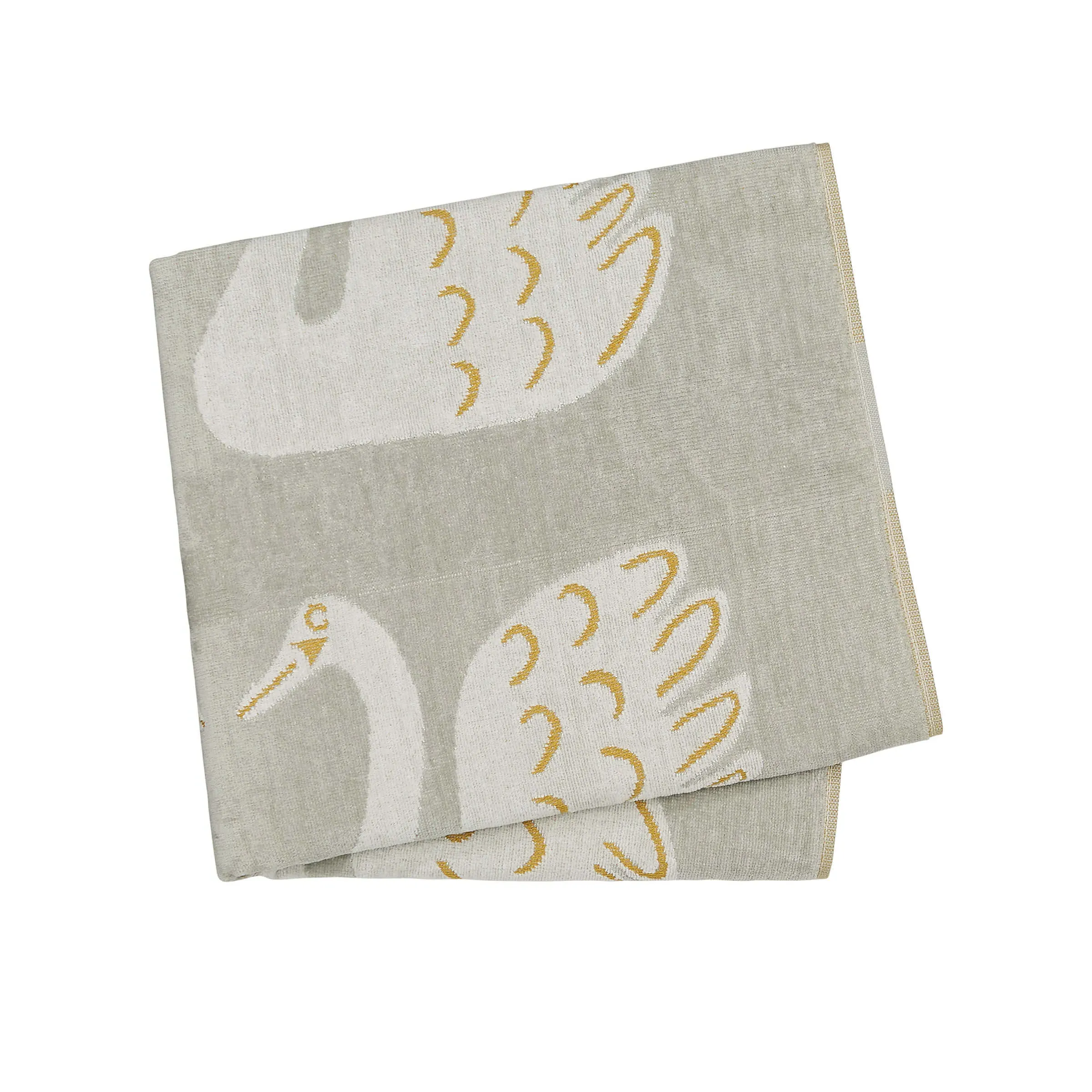 Guest Towel with Swan Pattern - Pebble, Cotton