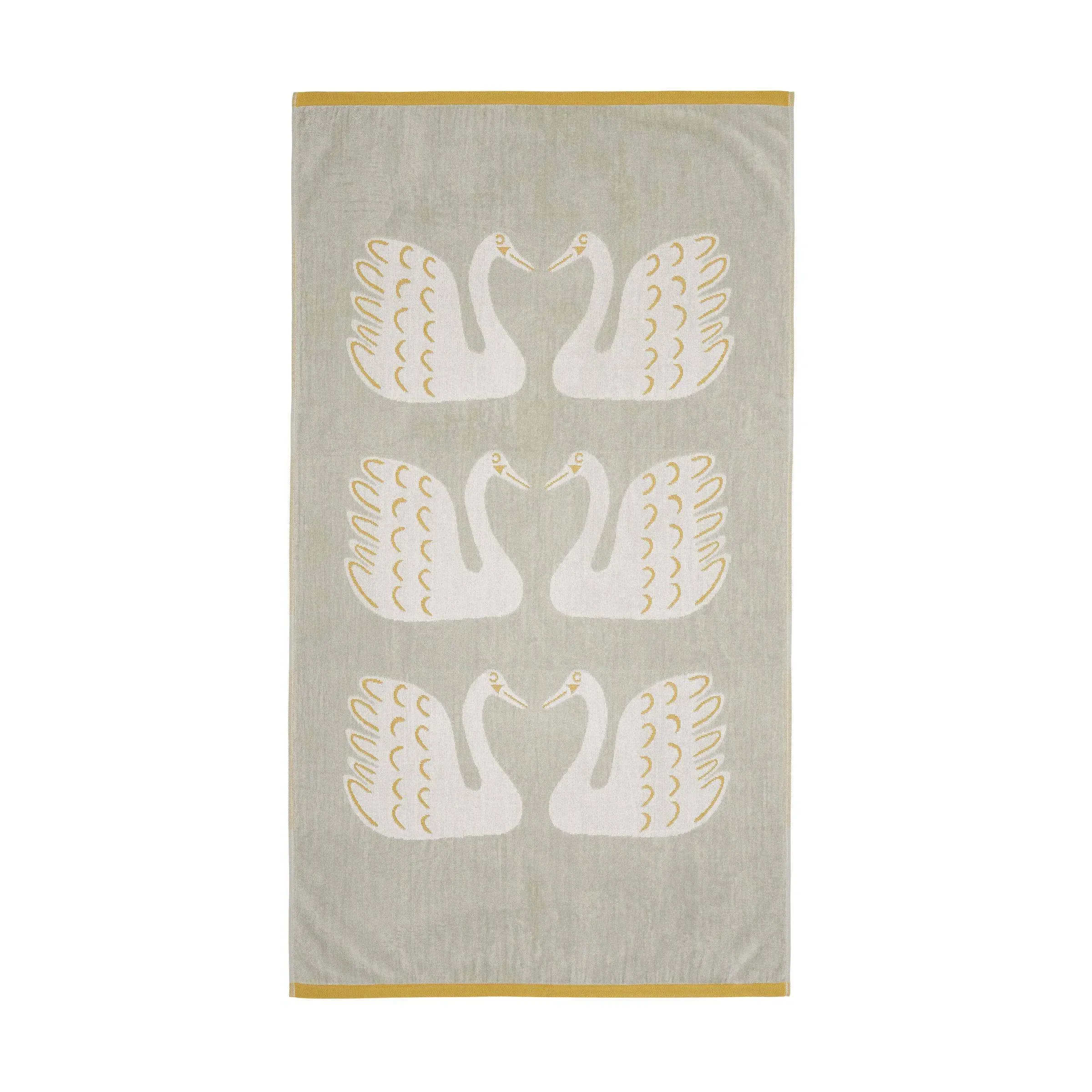 Guest Towel with Swan Pattern - Pebble, Cotton