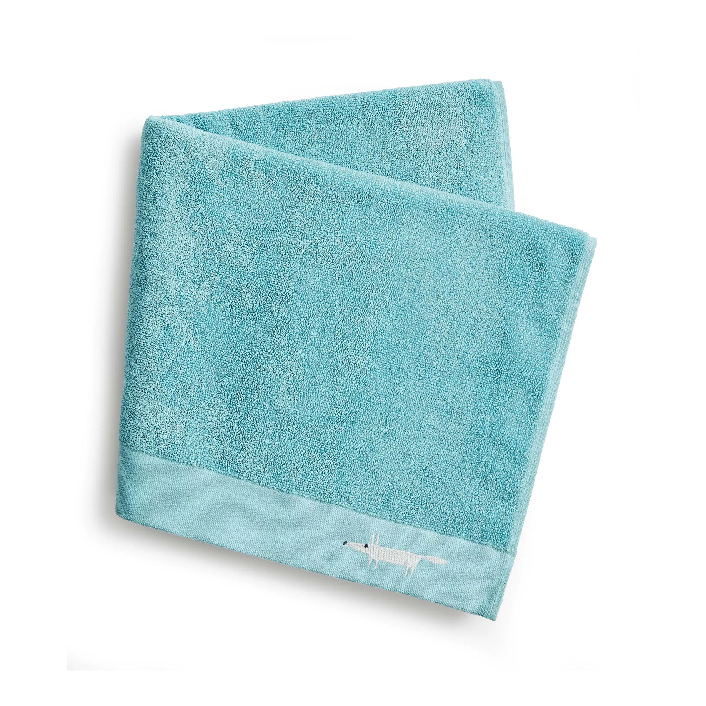 Hand Towel with Fox Embroidery - Marine