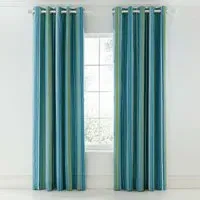 Lined Curtains with Fox Print - Teal, Cotton