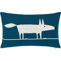 Mr Fox Cushion - Blue, Cotton