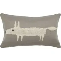 Mr Fox Cushion - Silver, Knitted Cotton