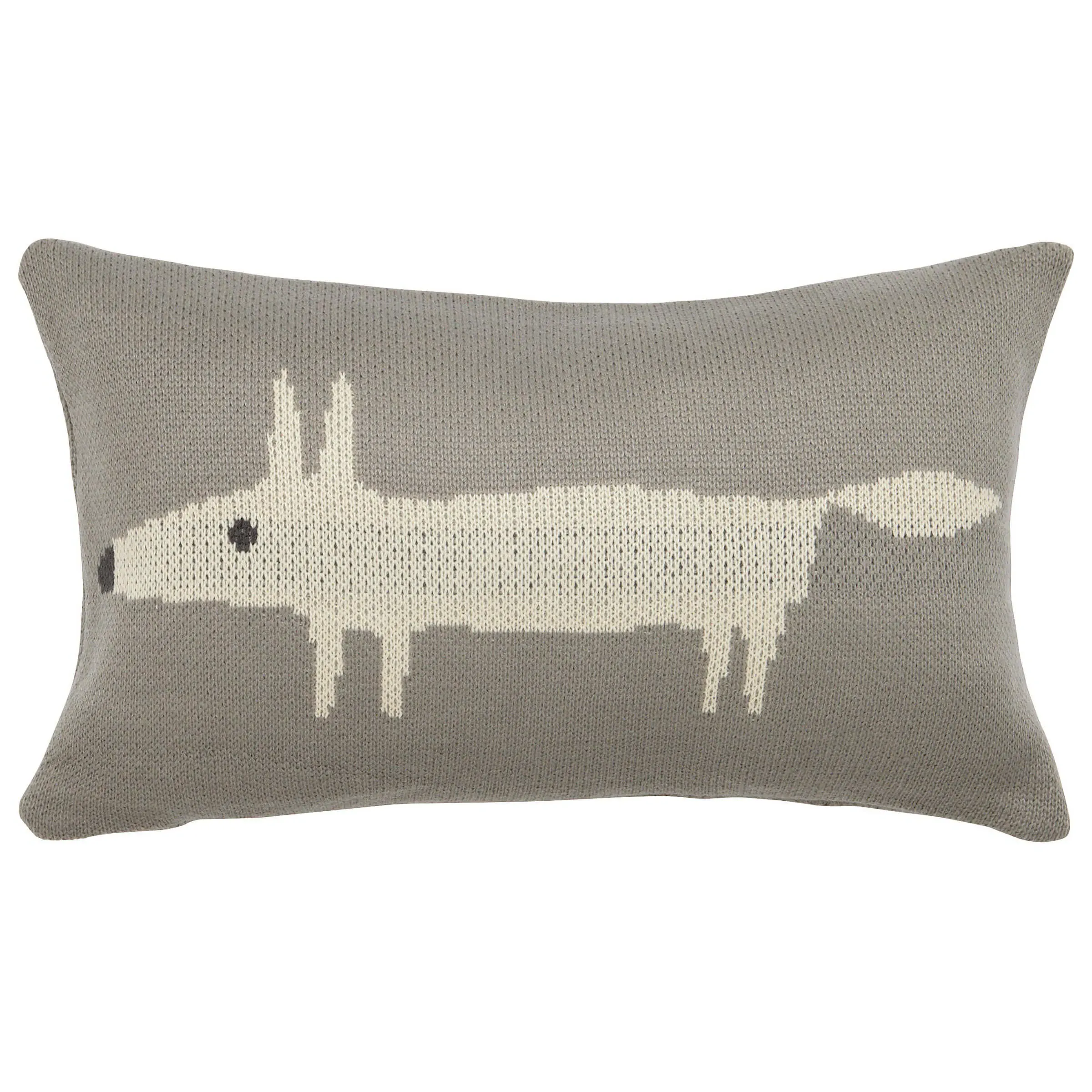 Mr Fox Cushion - Silver, Knitted Cotton
