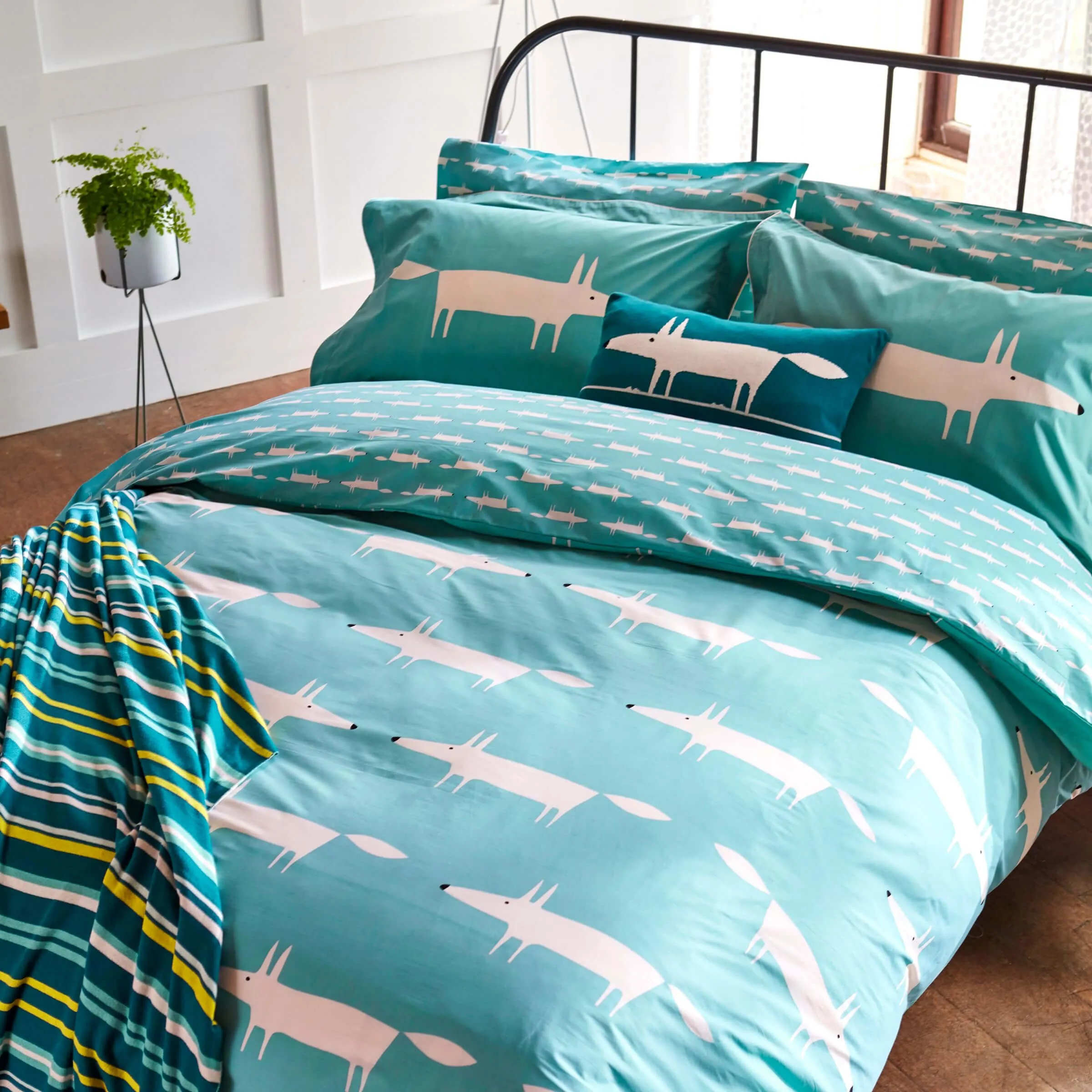 Mr Fox Single Duvet Cover Set - Teal, Cotton product
