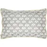 Oxford Pillowcase Snowdrop Print - Grey, Cotton