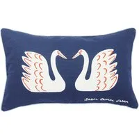 Rectangular Cushion Embroidered - Navy, Cotton