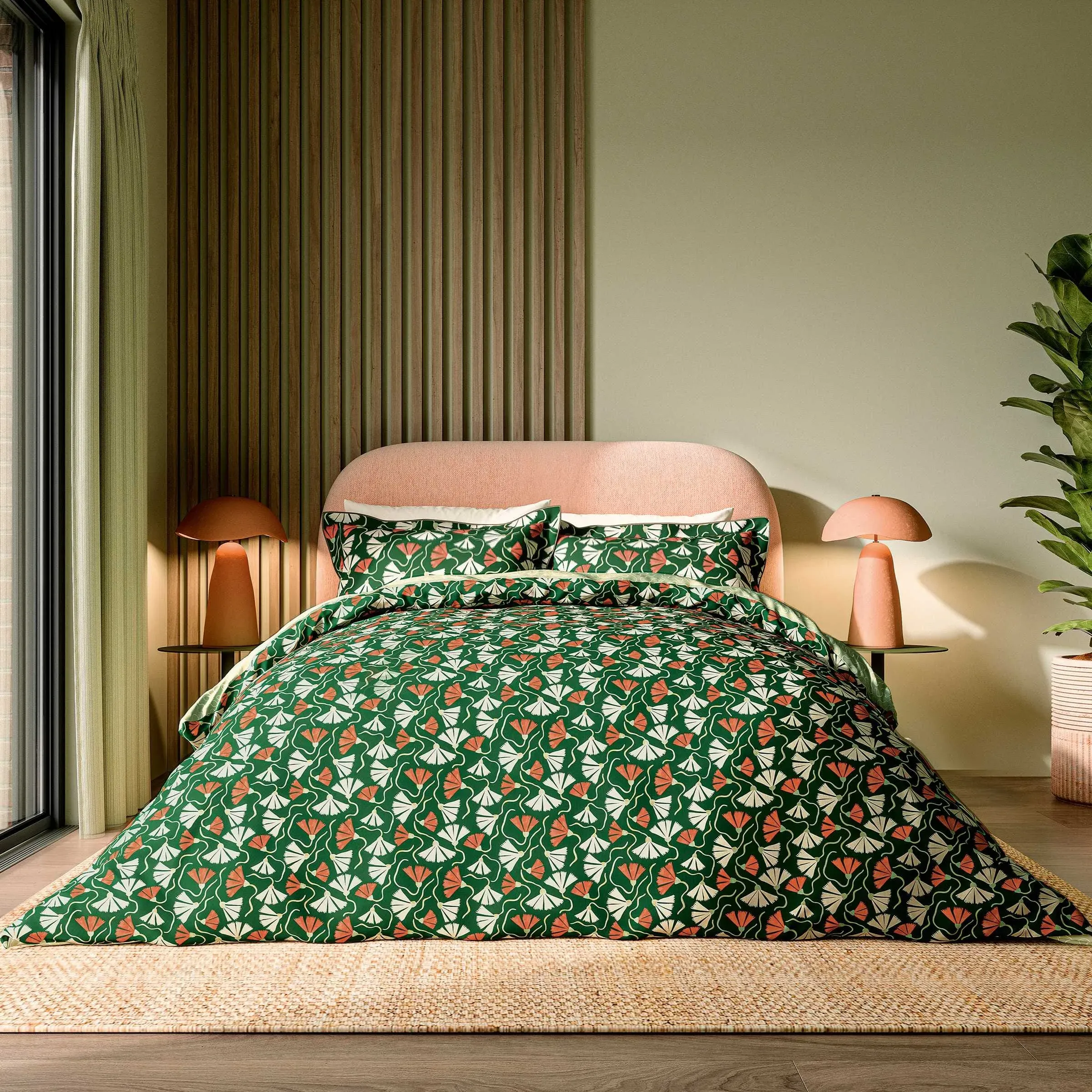 Single Duvet Cover Set - Green, Cotton