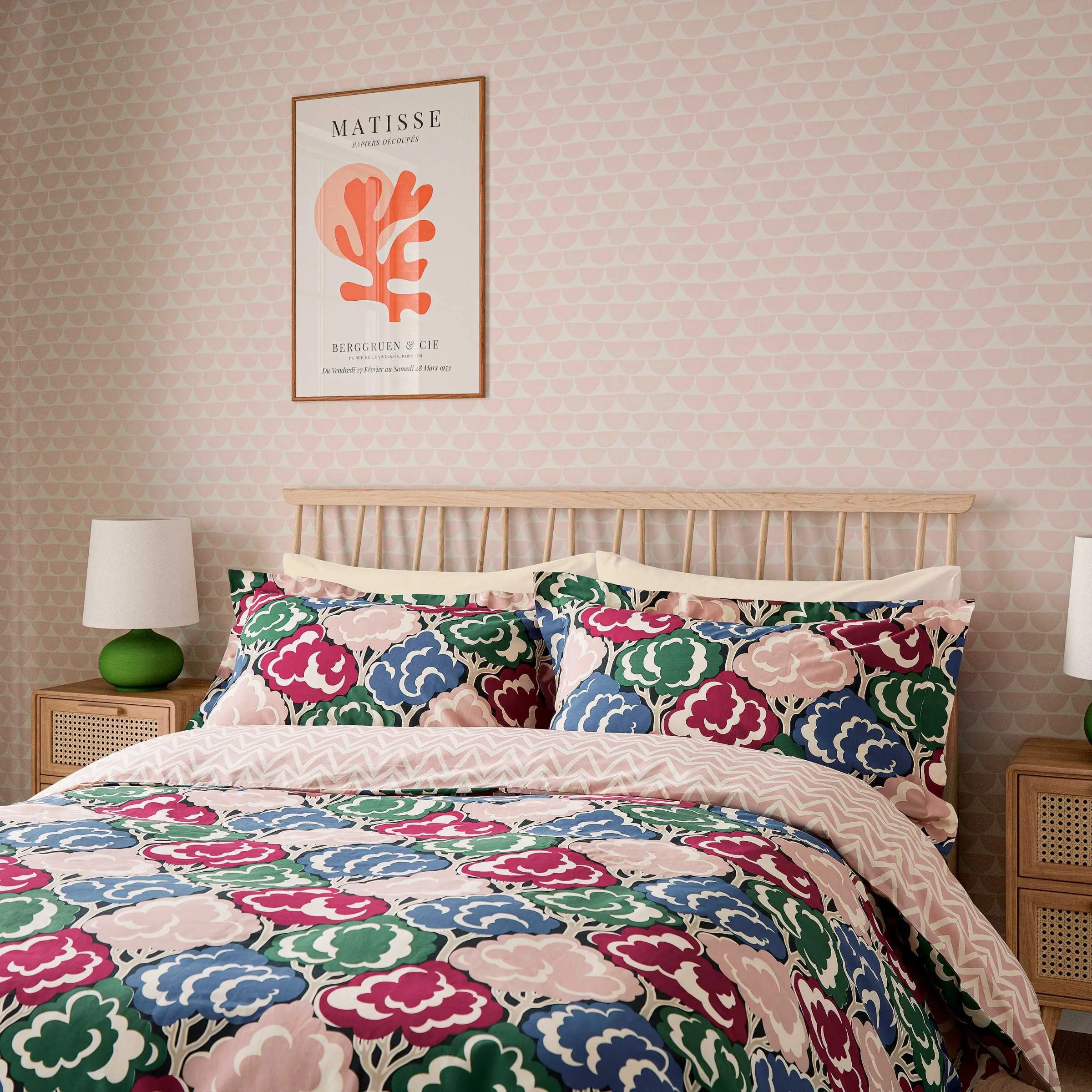 Single Duvet Cover Set Willow Tree - Berry, Cotton image