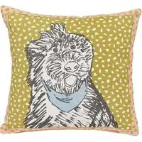 Square Cushion with Embroidery - Mustard, Cotton