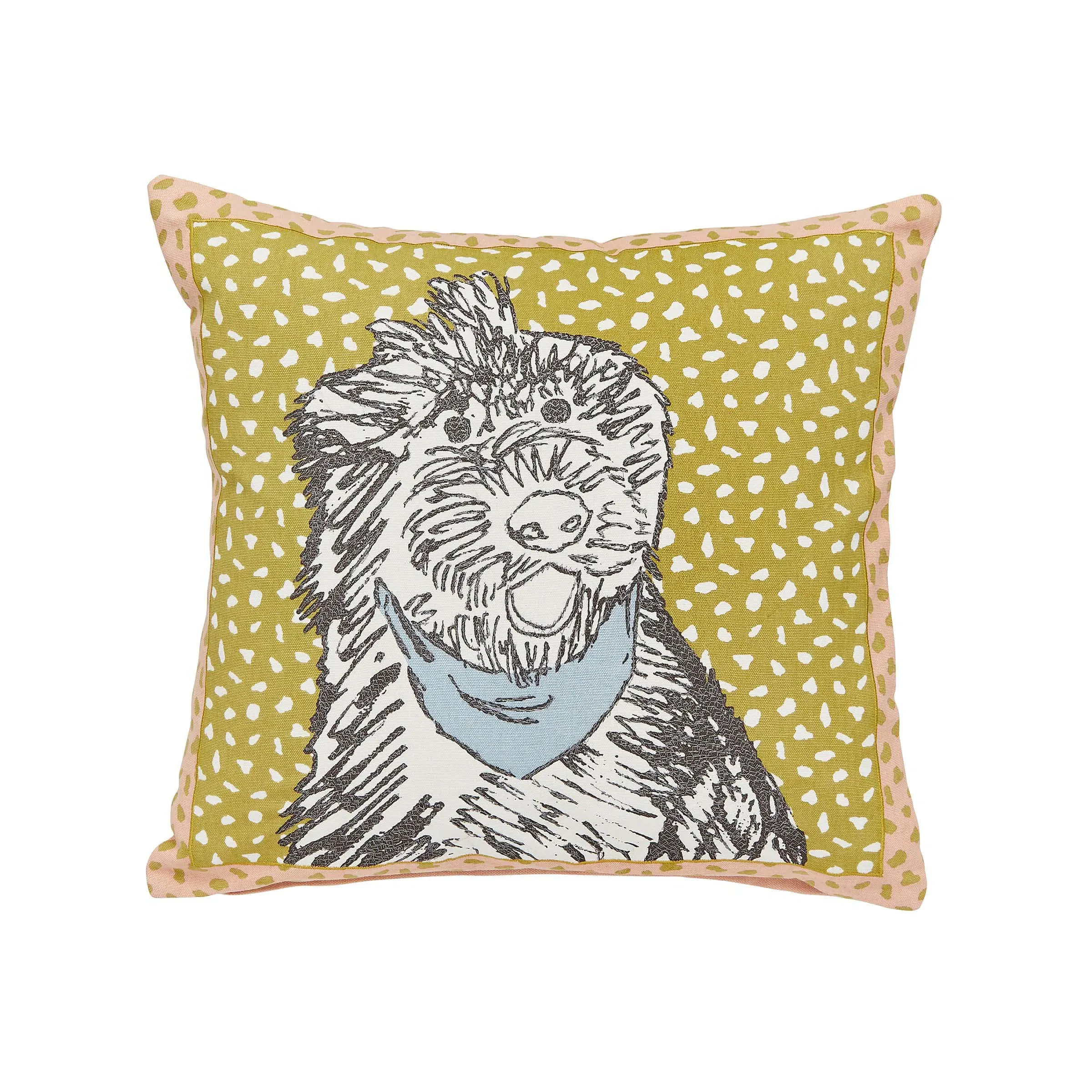 Square Cushion with Embroidery - Mustard, Cotton image