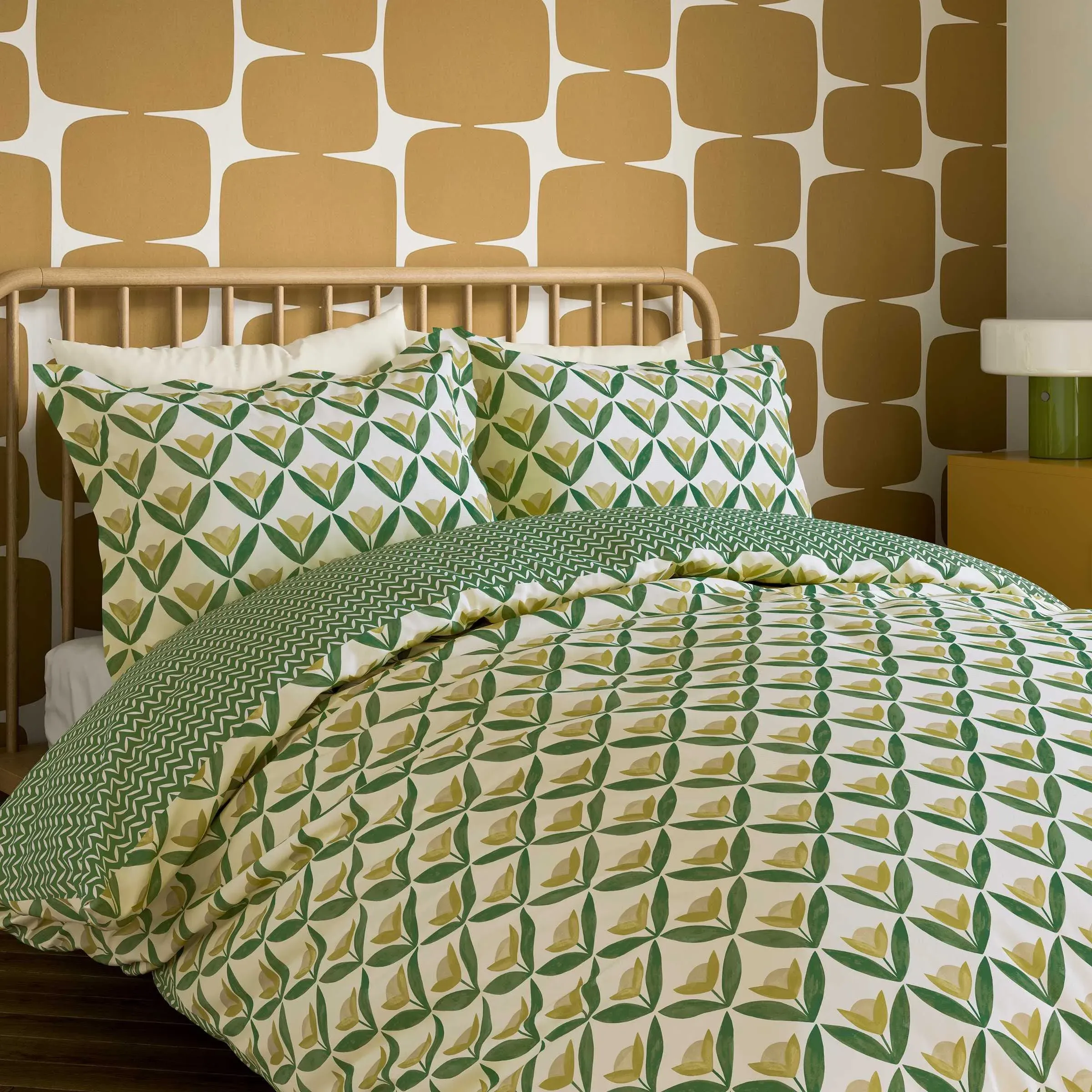 Tulip Trellis Single Duvet Cover Set - Lemon, Cotton product