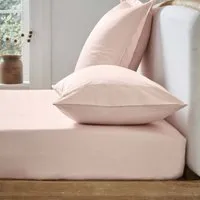 250 Thread Count Double Fitted Sheet - Soft Pink, Cotton Sateen alternate view