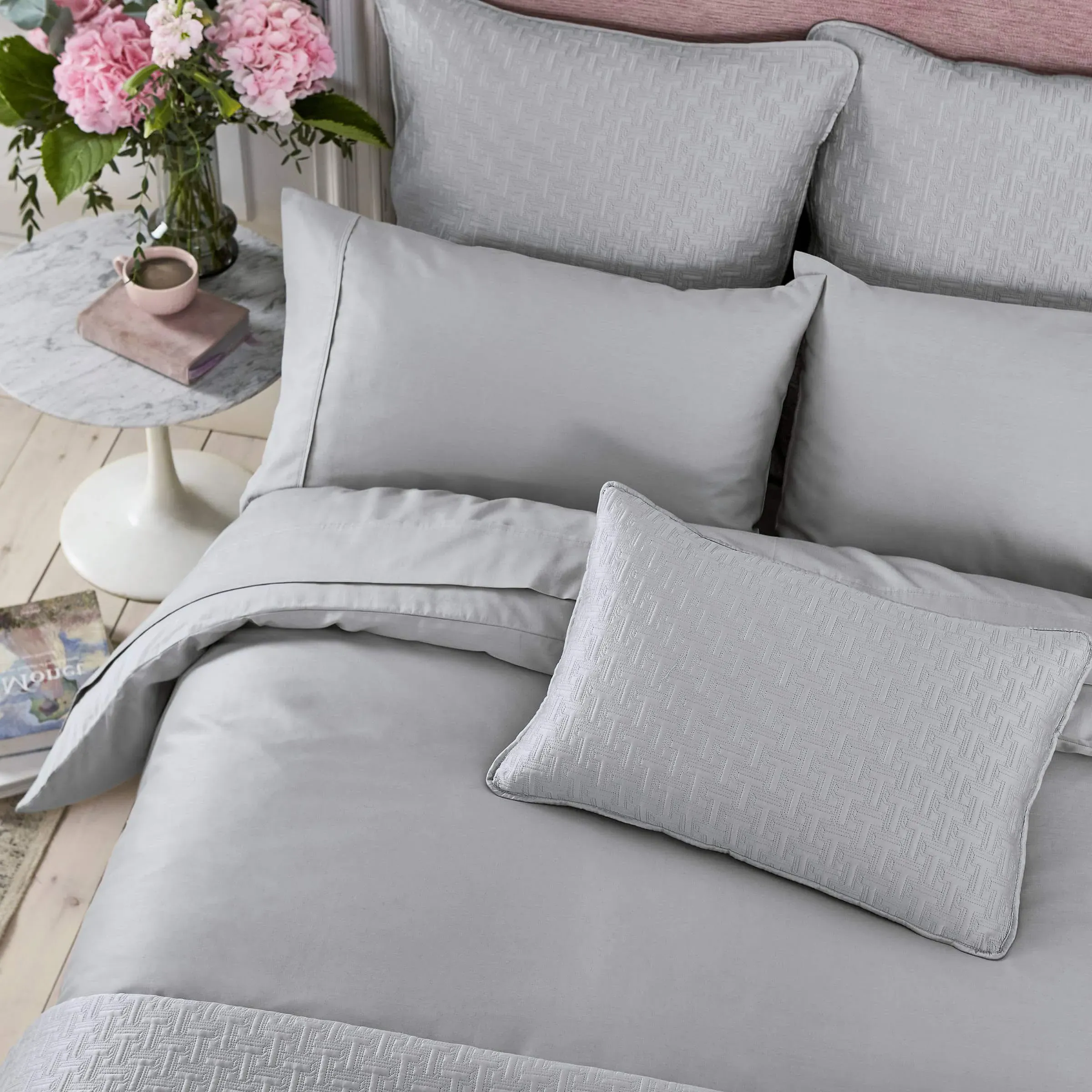 250 Thread Count Plain Dye Single Duvet Cover - Silver, Cotton Sateen product