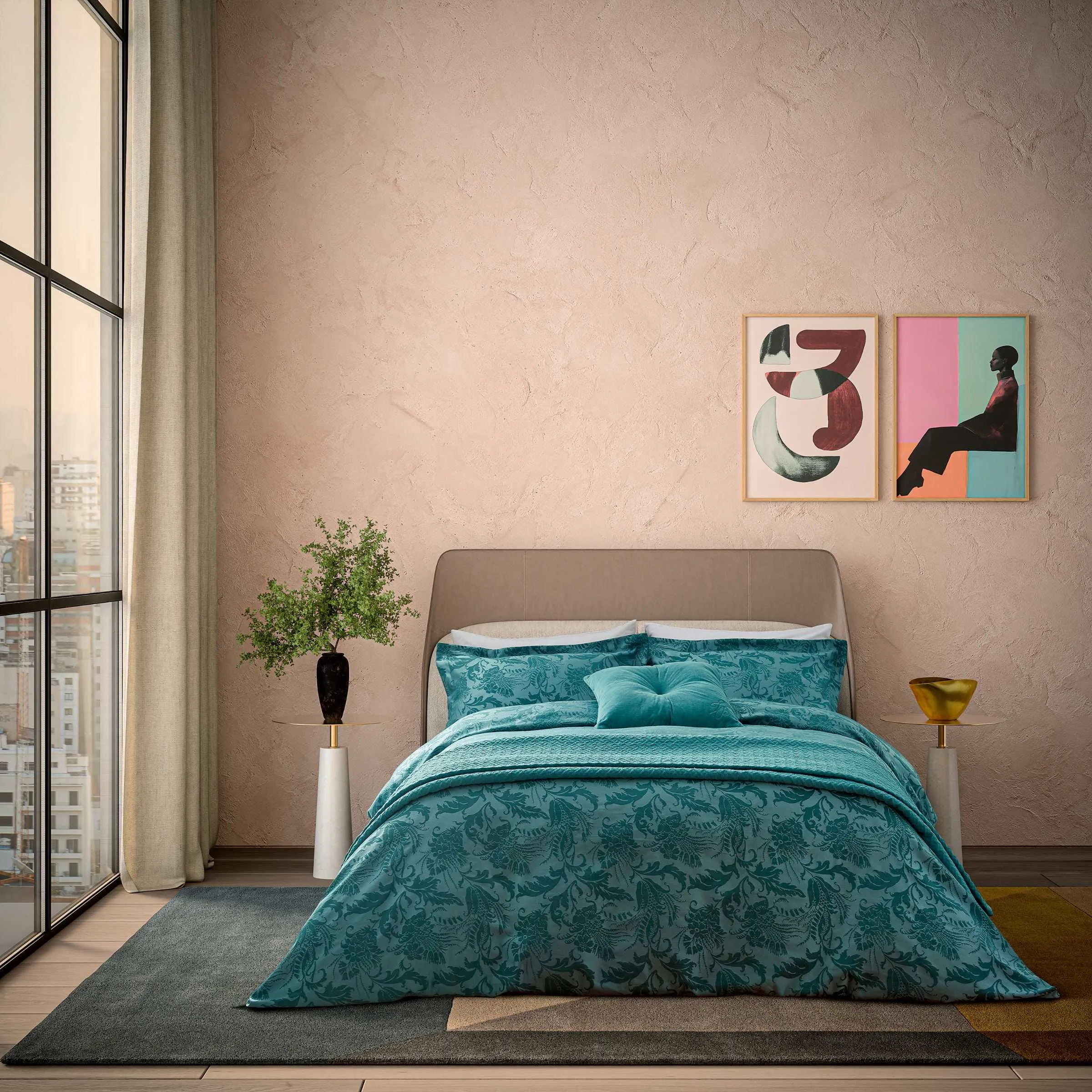 Baroque Double Duvet Cover Set - Teal alternate view